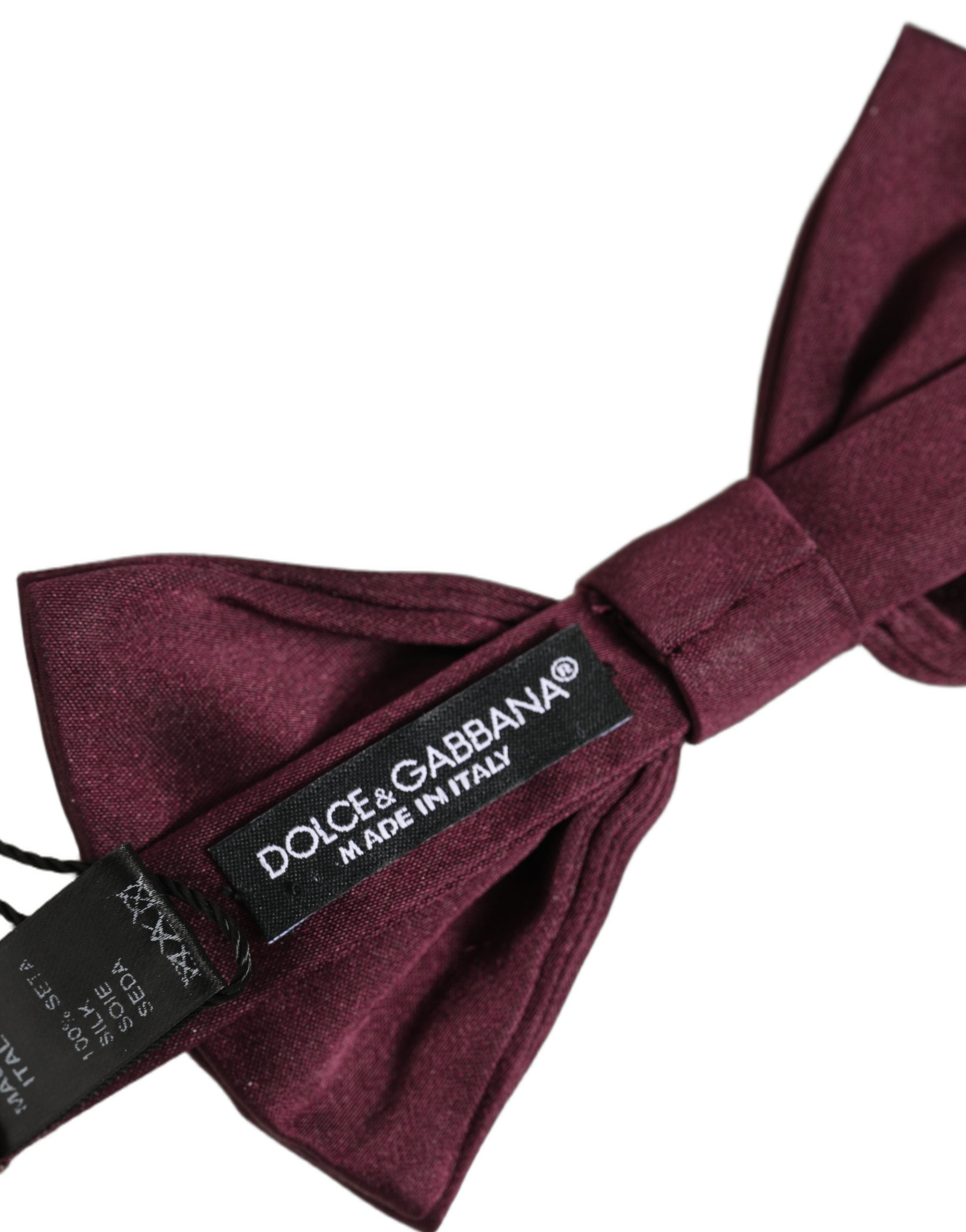 Dolce & Gabbana Men Maroon 100% Silk Adjustable Neck Papillon Bow Tie Dolce & Gabbana