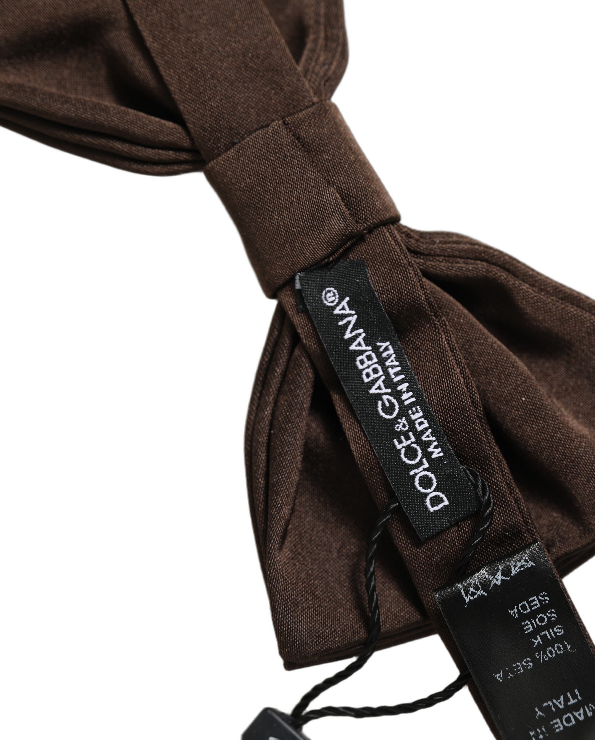 Dolce & Gabbana Men Brown 100% Silk Adjustable Neck Papillon Bow Tie Dolce & Gabbana