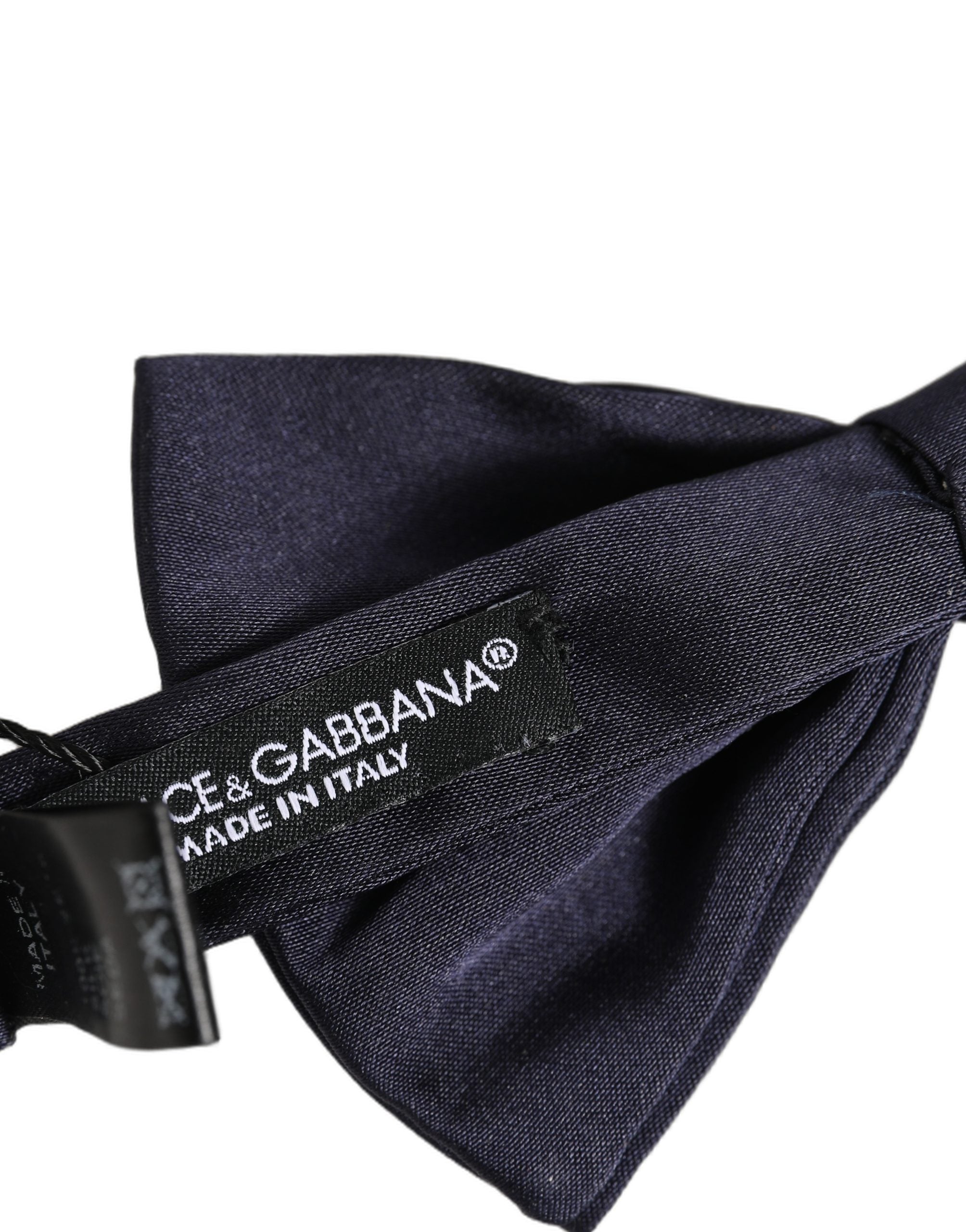 Dolce & Gabbana Men Dark Blue Silk Adjustable Neck Papillon Bow Tie Dolce & Gabbana