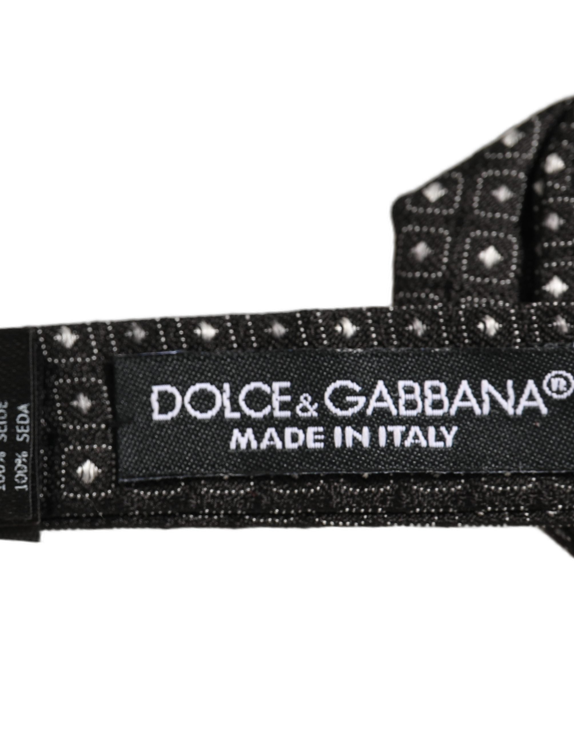 Dolce & Gabbana Men Black Polka Dot Silk Adjustable Neck Papillon Bow Tie Dolce & Gabbana