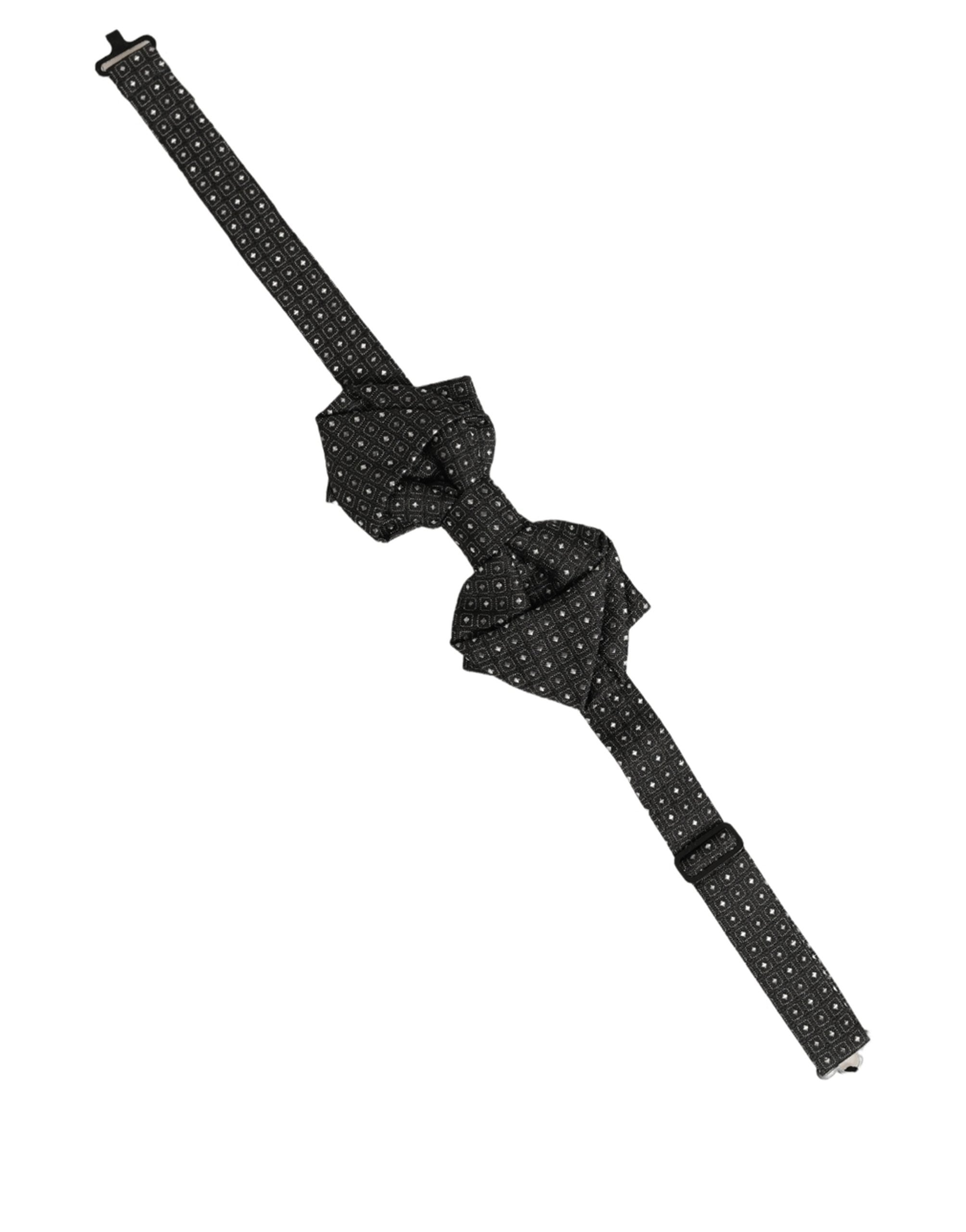 Dolce & Gabbana Men Black Polka Dot Silk Adjustable Neck Papillon Bow Tie Dolce & Gabbana