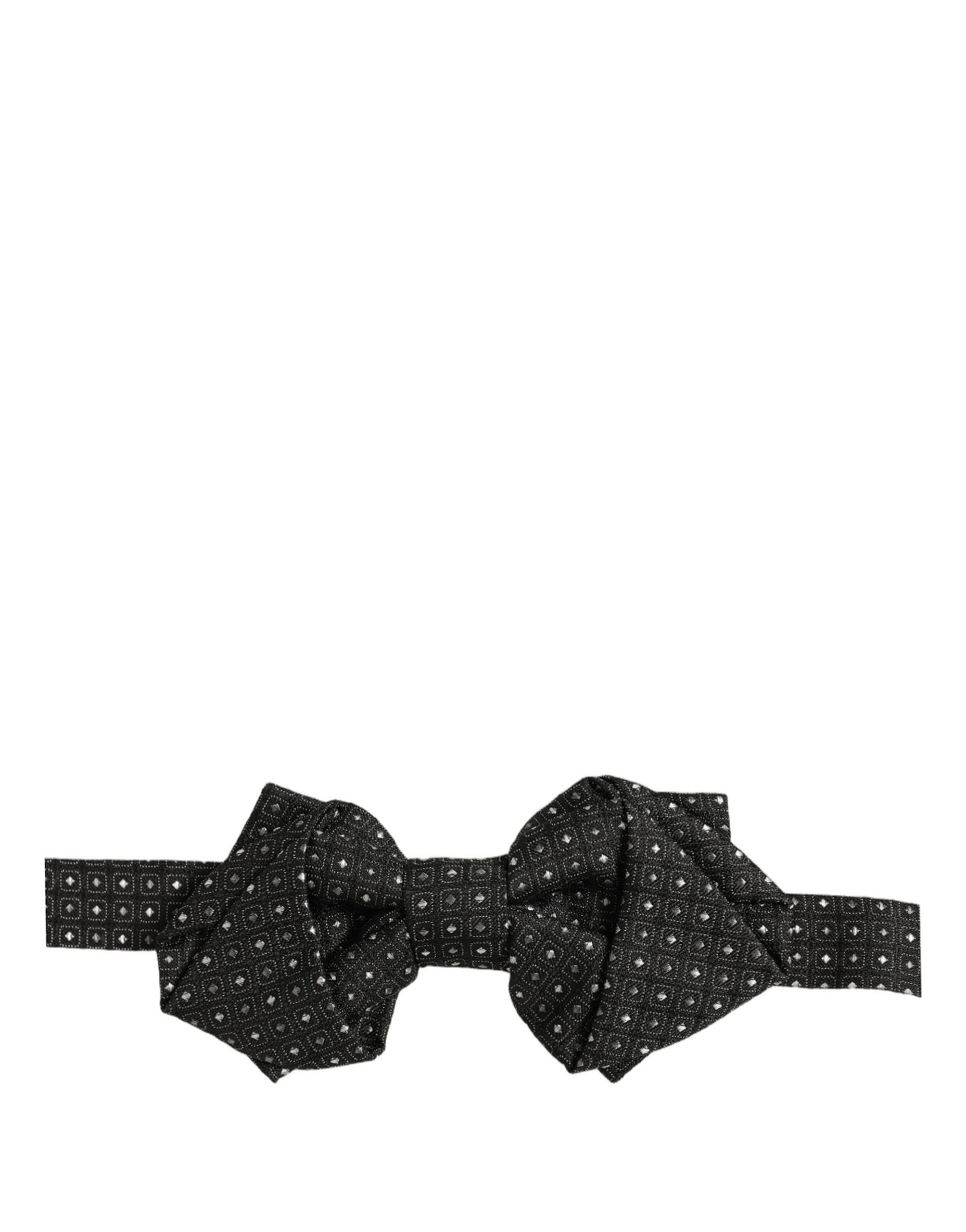 Dolce & Gabbana Men Black Polka Dot Silk Adjustable Neck Papillon Bow Tie Dolce & Gabbana