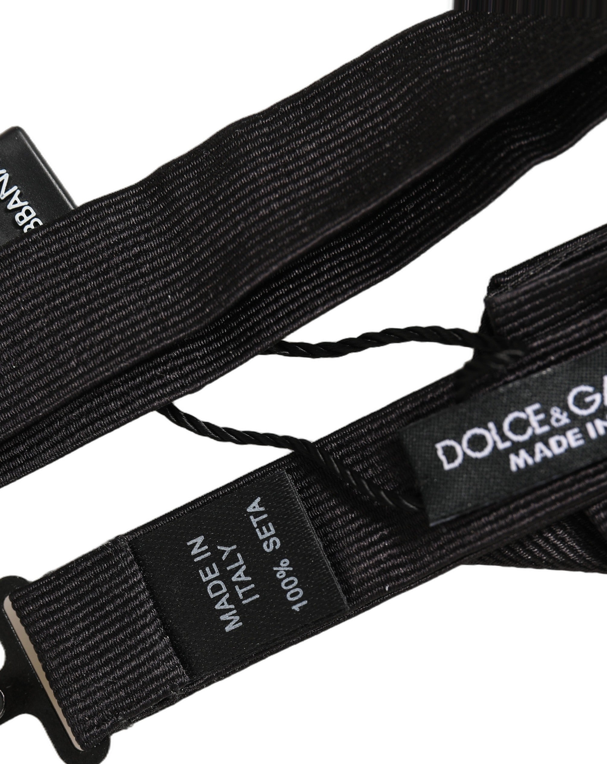 Dolce & Gabbana Men Black 100% Silk Adjustable Neck Papillon Bow Tie Dolce & Gabbana