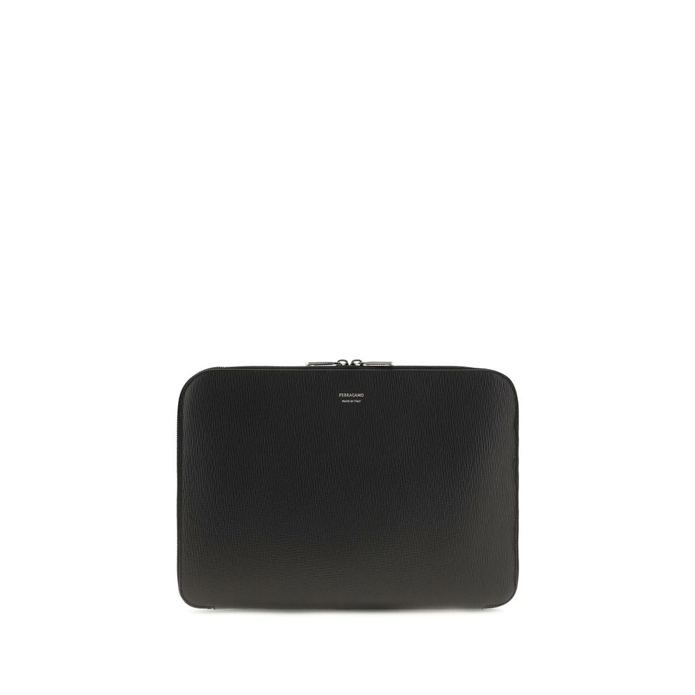 Ferragamo Black Calf Leather Bos Taurus Shoulder Bag Ferragamo