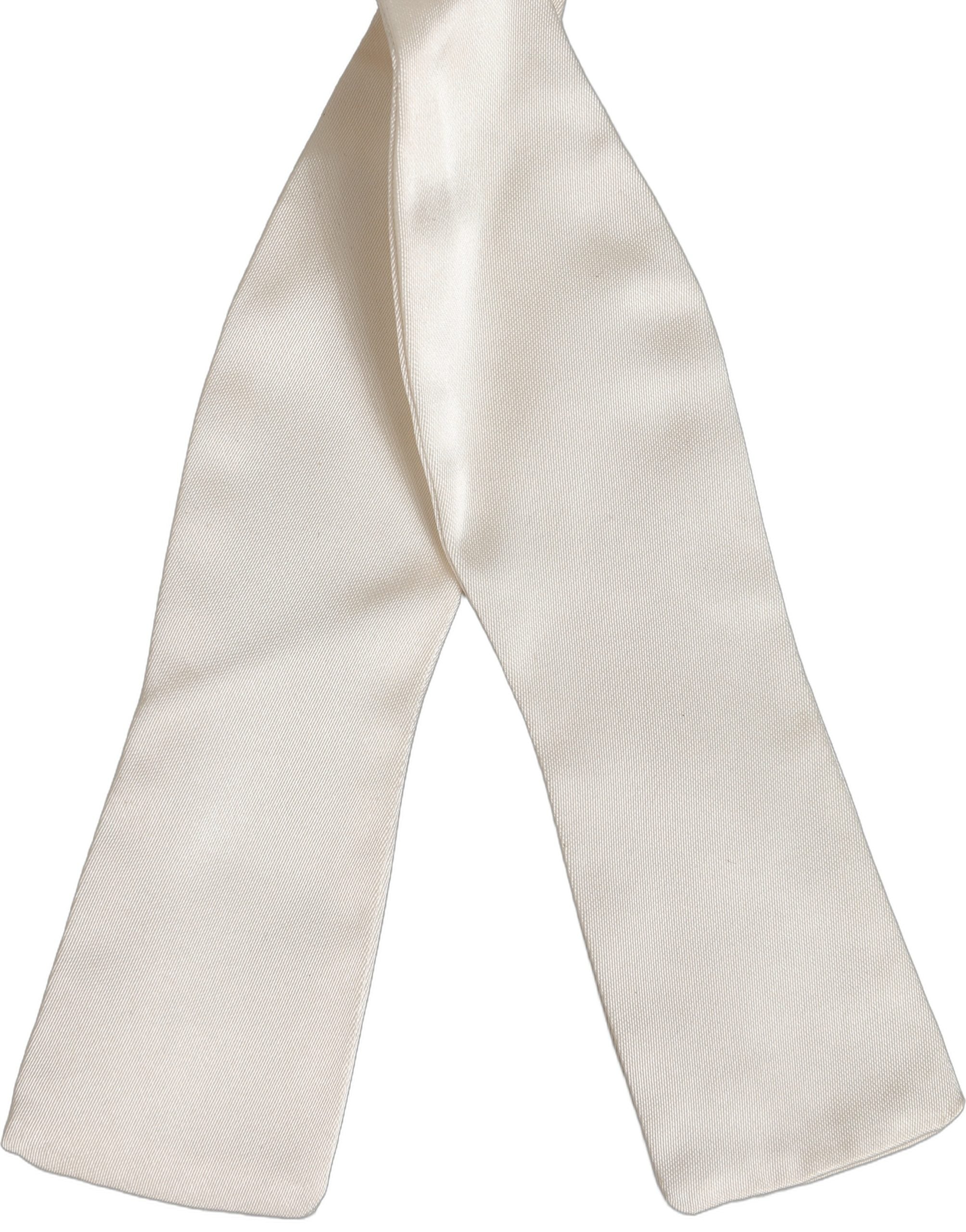 Dolce & Gabbana Men White 100% Silk Adjustable Neck Papillon Bow Tie Dolce & Gabbana
