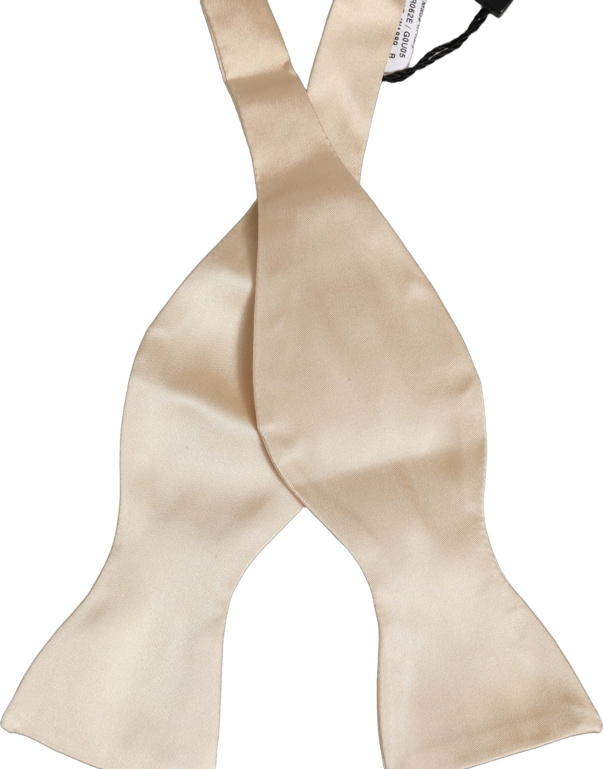 Dolce & Gabbana Men Beige 100% Silk Adjustable Neck Papillon Bow Tie Dolce & Gabbana