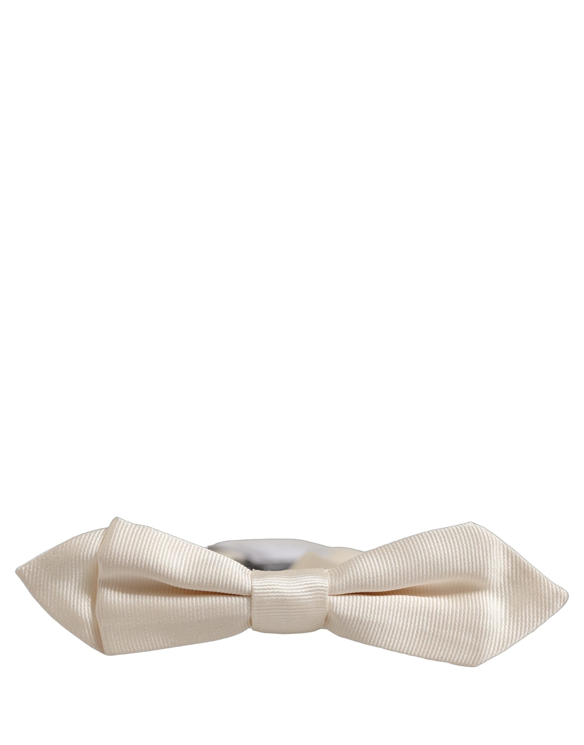 Dolce & Gabbana Men White 100% Silk Adjustable Neck Papillon Bow Tie Dolce & Gabbana