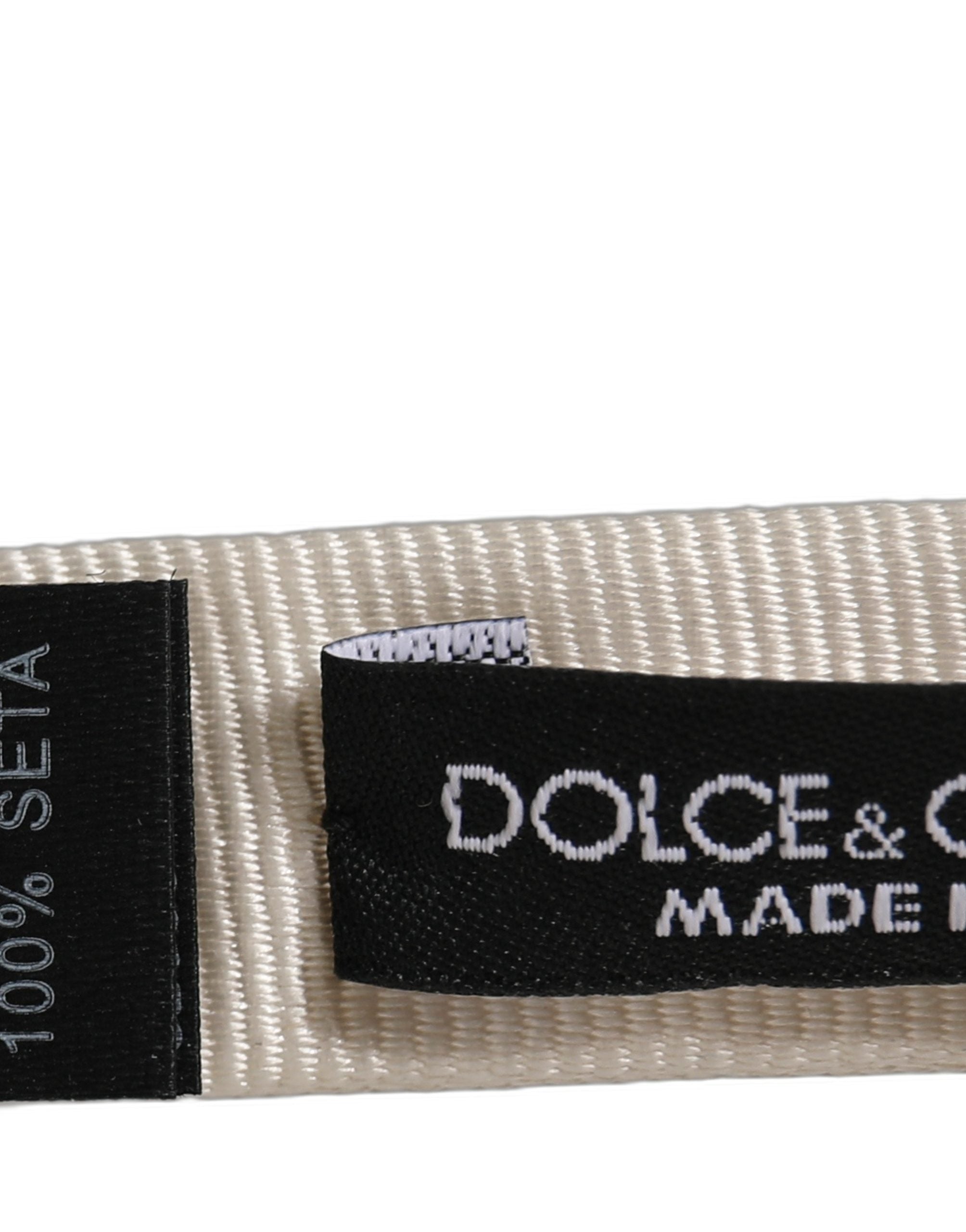 Dolce & Gabbana Men White 100% Silk Adjustable Neck Papillon Bow Tie Dolce & Gabbana