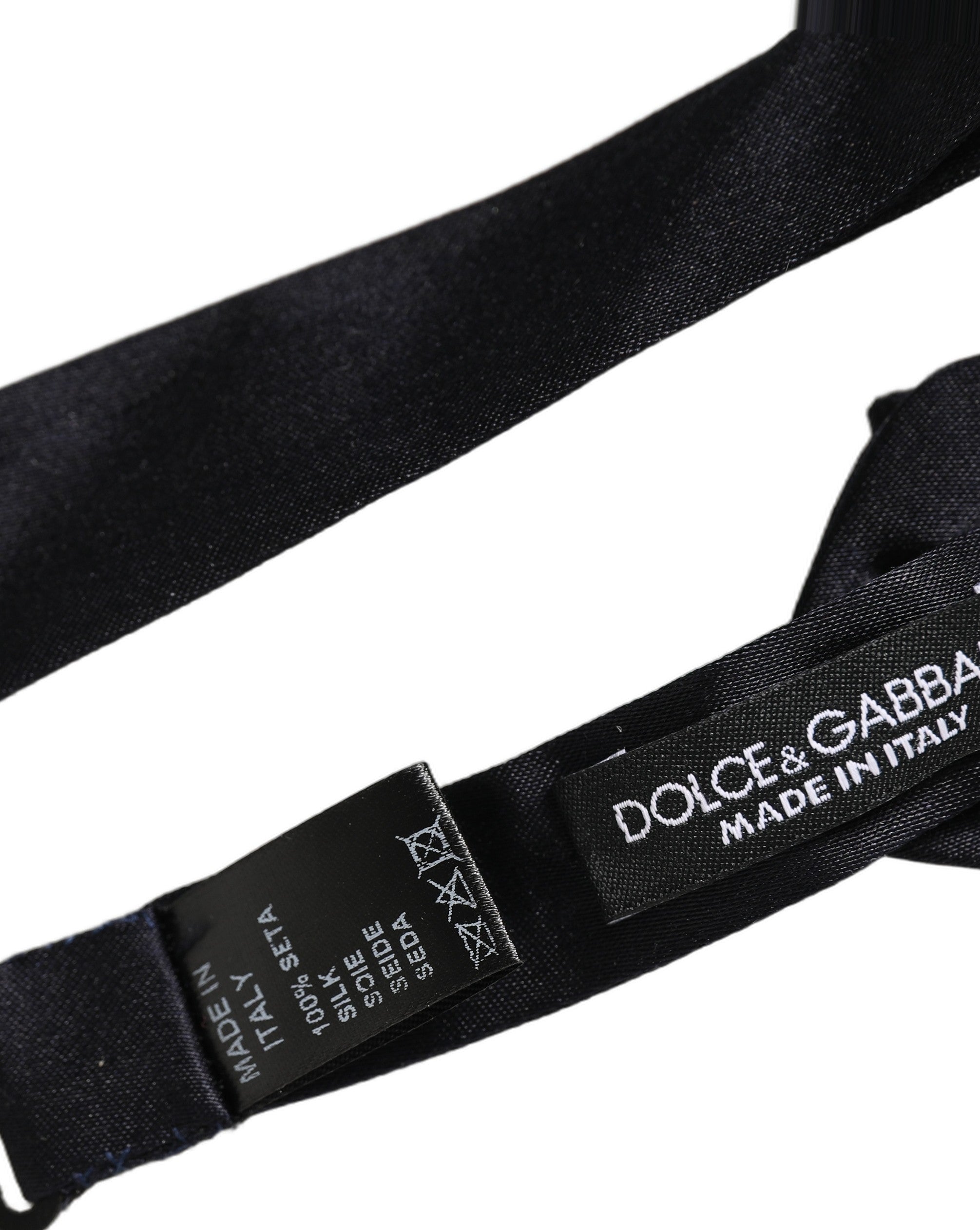 Dolce & Gabbana Men Black 100% Silk Adjustable Neck Papillon Bow Tie Dolce & Gabbana