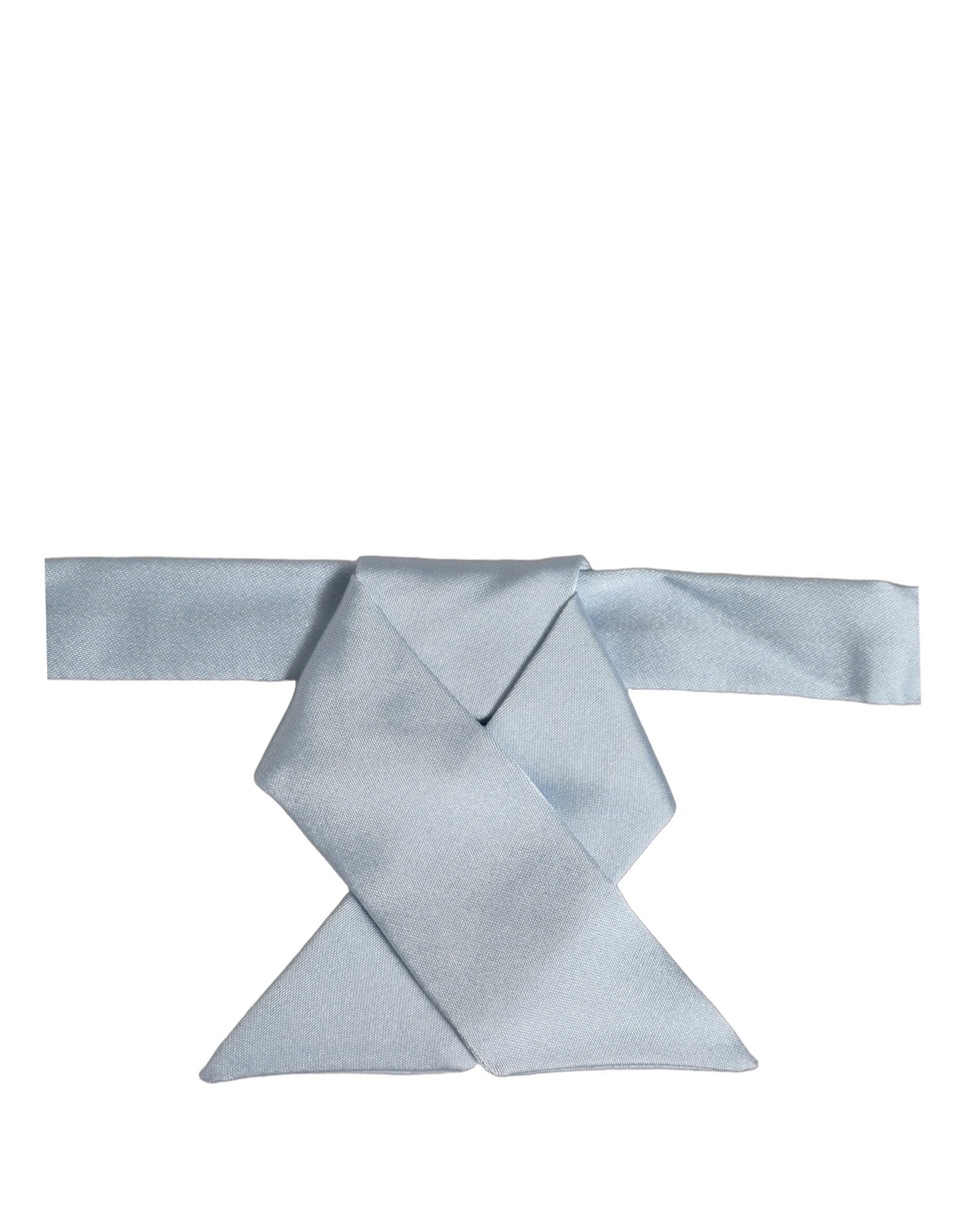 Dolce & Gabbana Men Light Blue SIlk Adjustable Neck Papillon Bow Tie Dolce & Gabbana