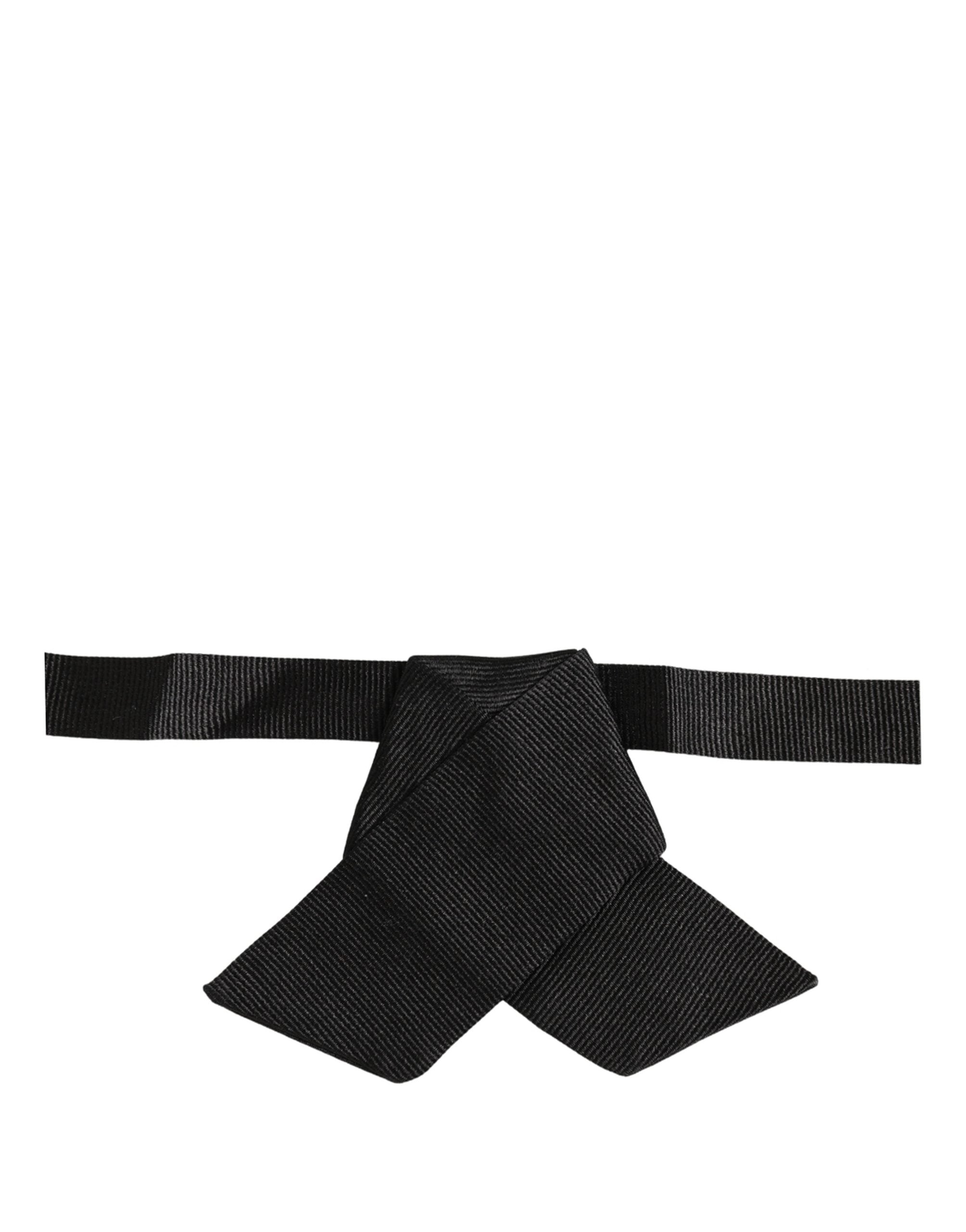 Dolce & Gabbana Men Black 100% SIlk Adjustable Neck Papillon Bow Tie Dolce & Gabbana