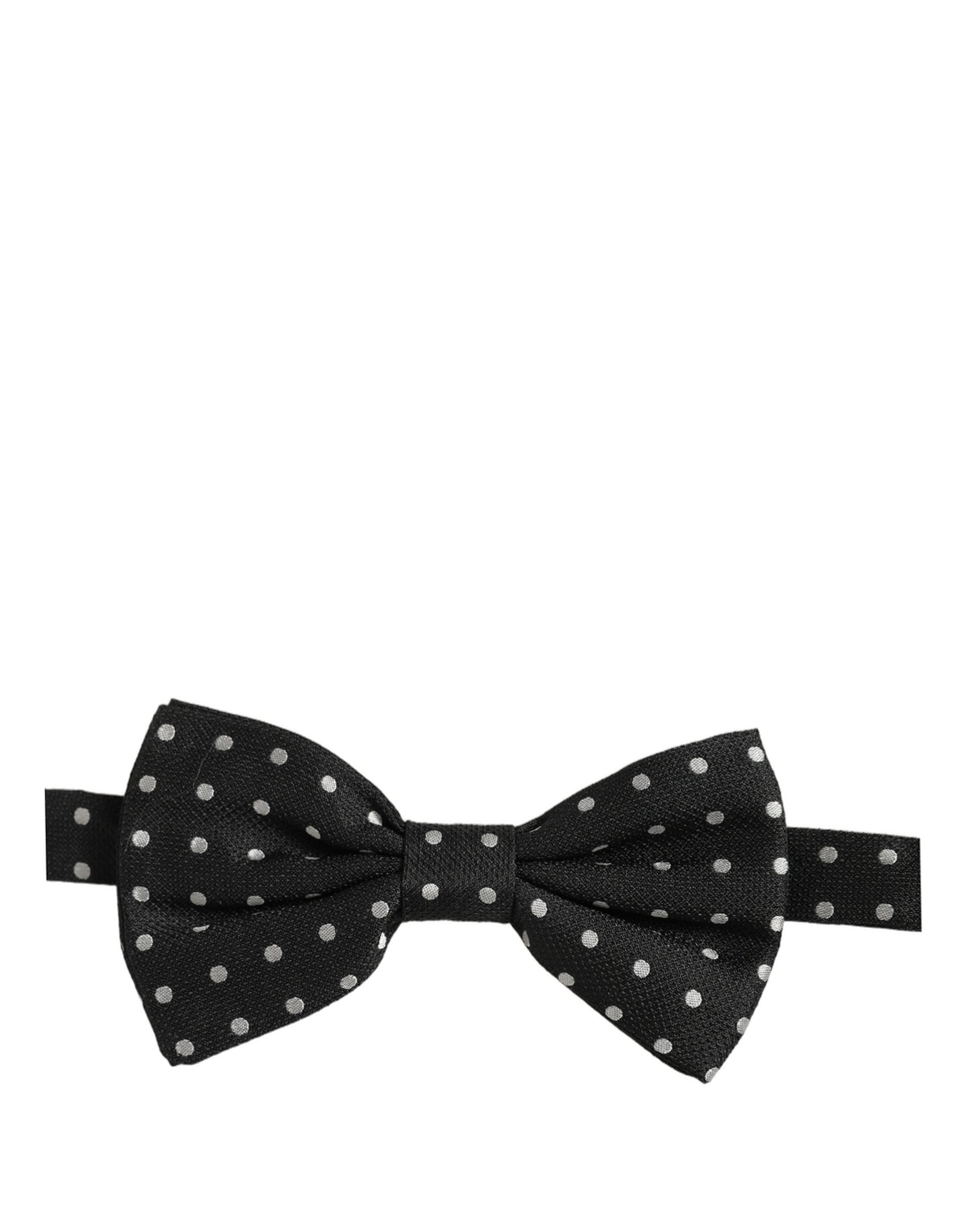 Dolce & Gabbana Black White Polka Dot Adjustable Neck Papillon Bow Tie Dolce & Gabbana