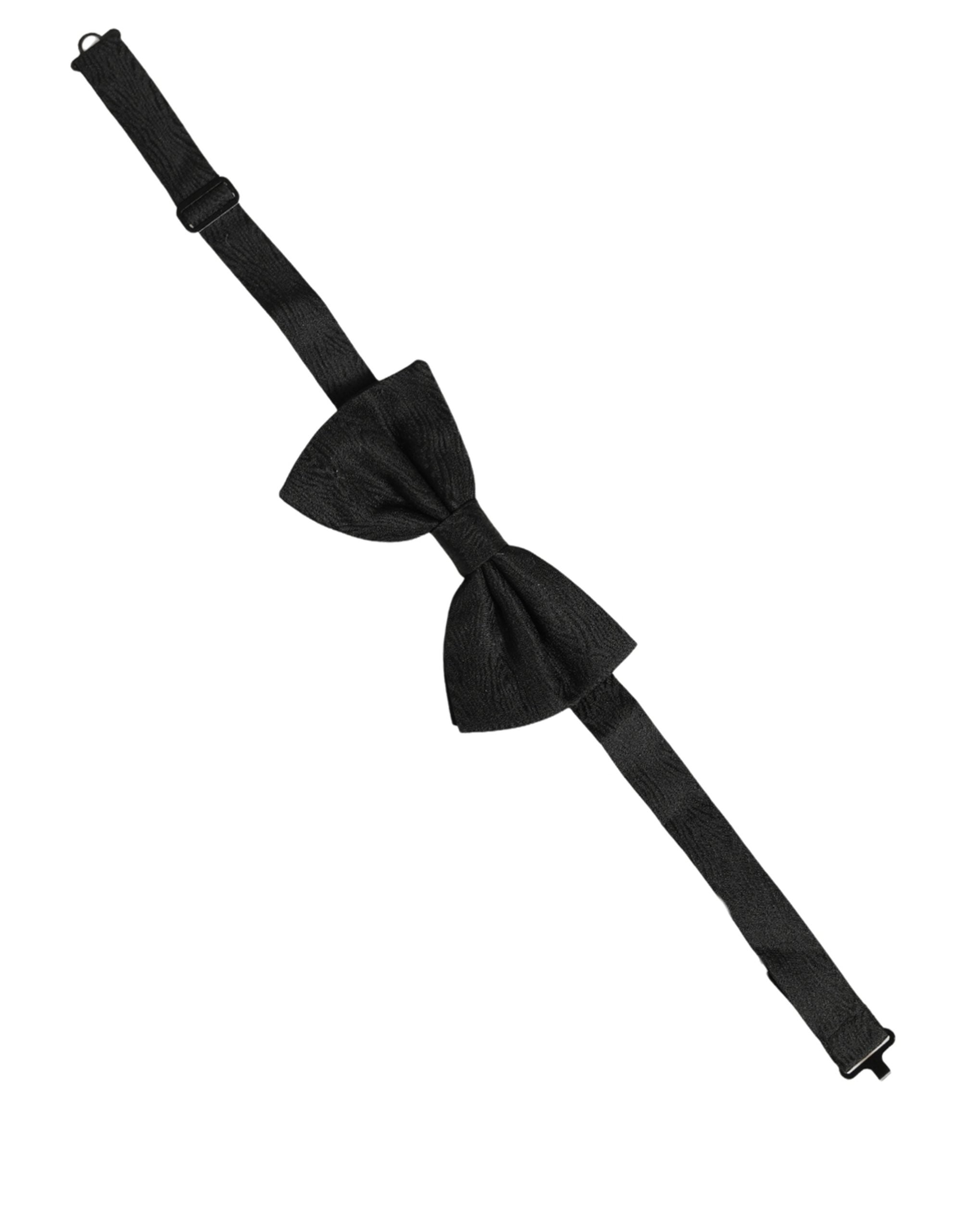Dolce & Gabbana Men Black Silk Brocade Adjustable Neck Papillon Bow Tie Dolce & Gabbana