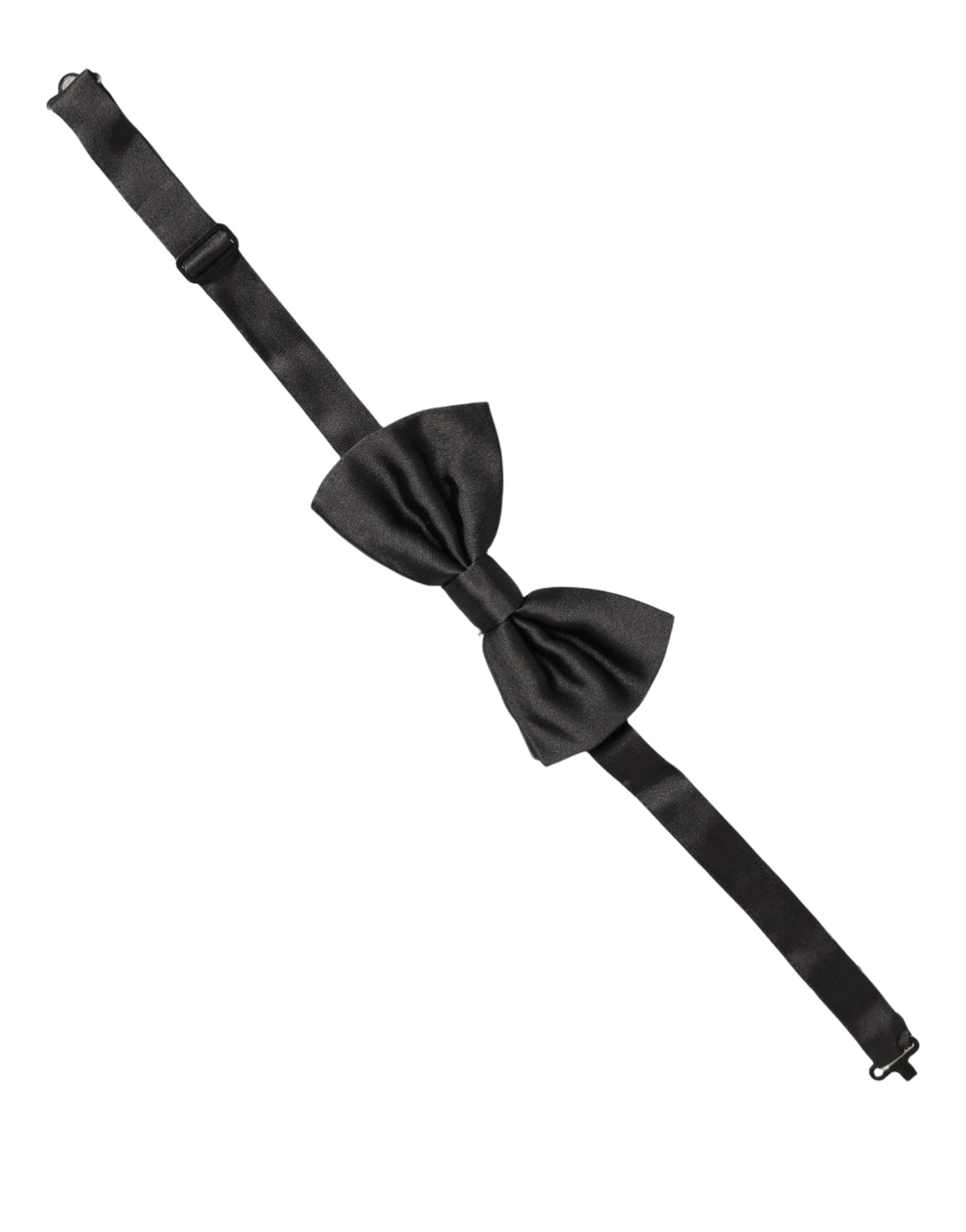 Dolce & Gabbana Men Black 100% Silk Adjustable Neck Papillon Bow Tie Dolce & Gabbana