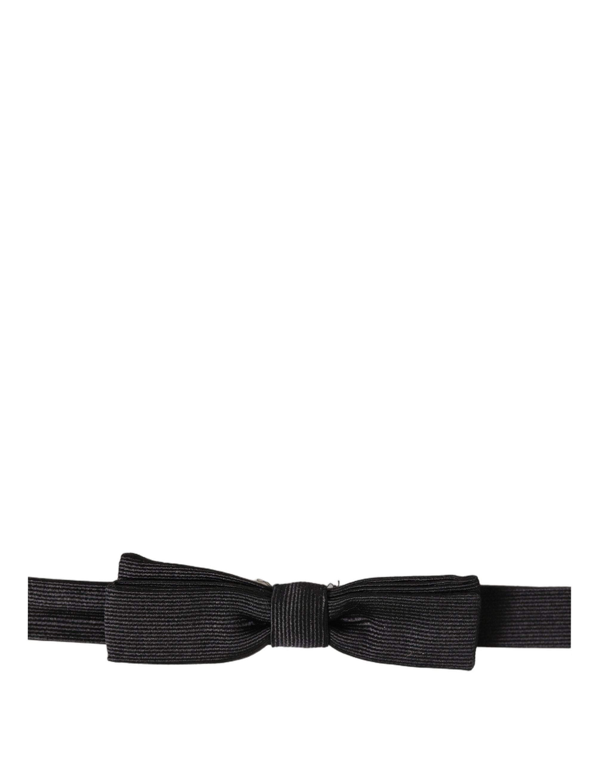 Dolce & Gabbana Men Black 100% SIlk Adjustable Neck Papillon Bow Tie Dolce & Gabbana