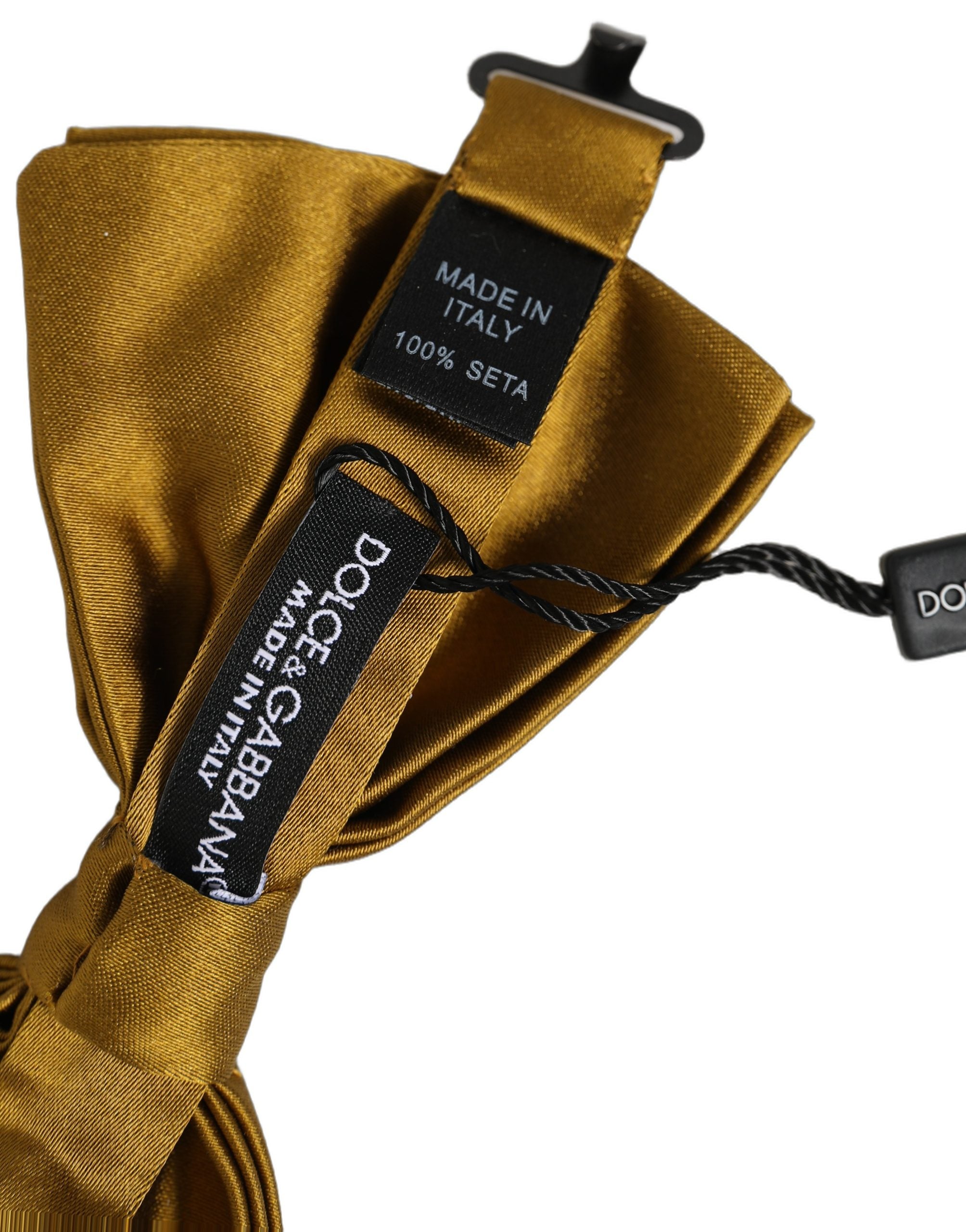Dolce & Gabbana Men Mustard 100% Silk Adjustable Neck Papillon Bow Tie Dolce & Gabbana
