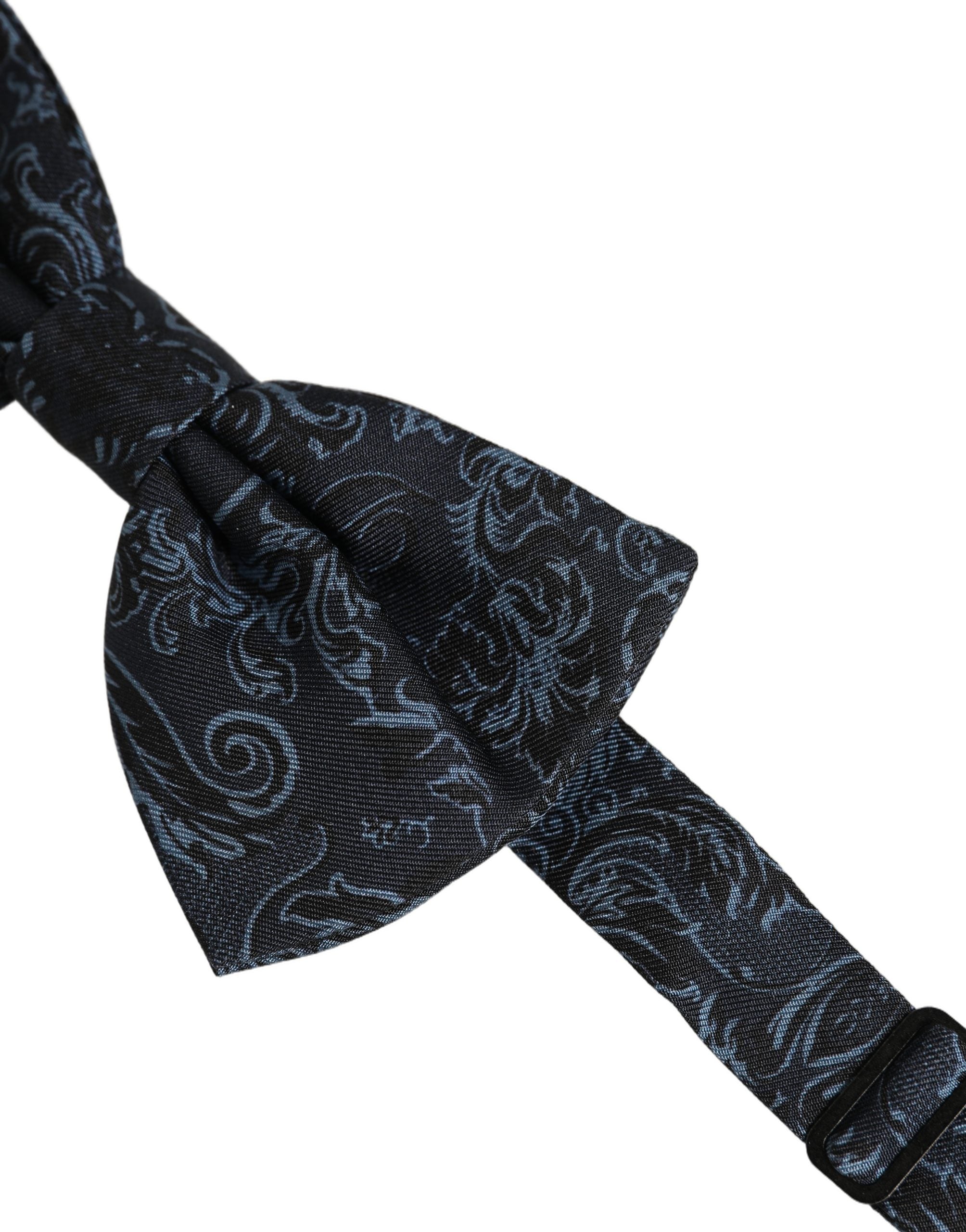 Dolce & Gabbana Men Black Blue Paisley Adjustable Neck Papillon Bow Tie Dolce & Gabbana