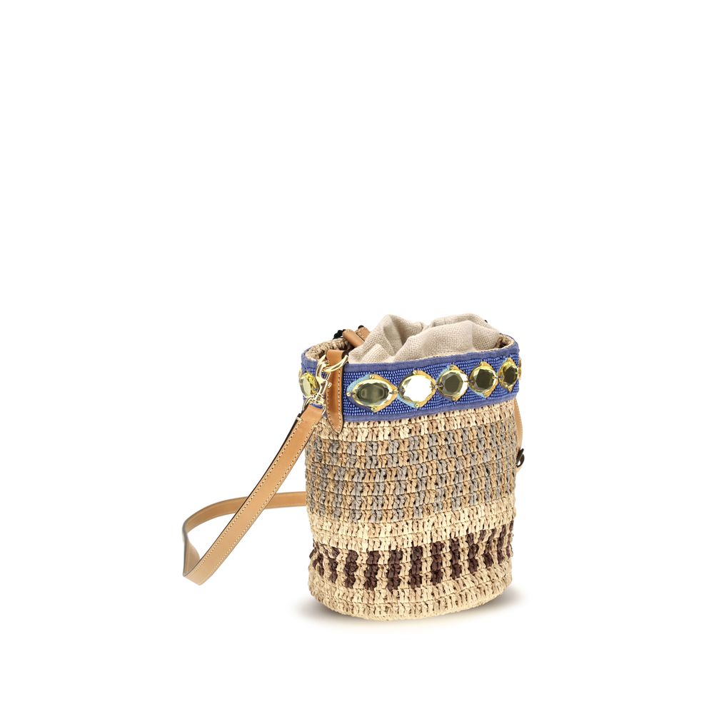 Valentino Garavani Beige Raffia Backet Bag Valentino Garavani