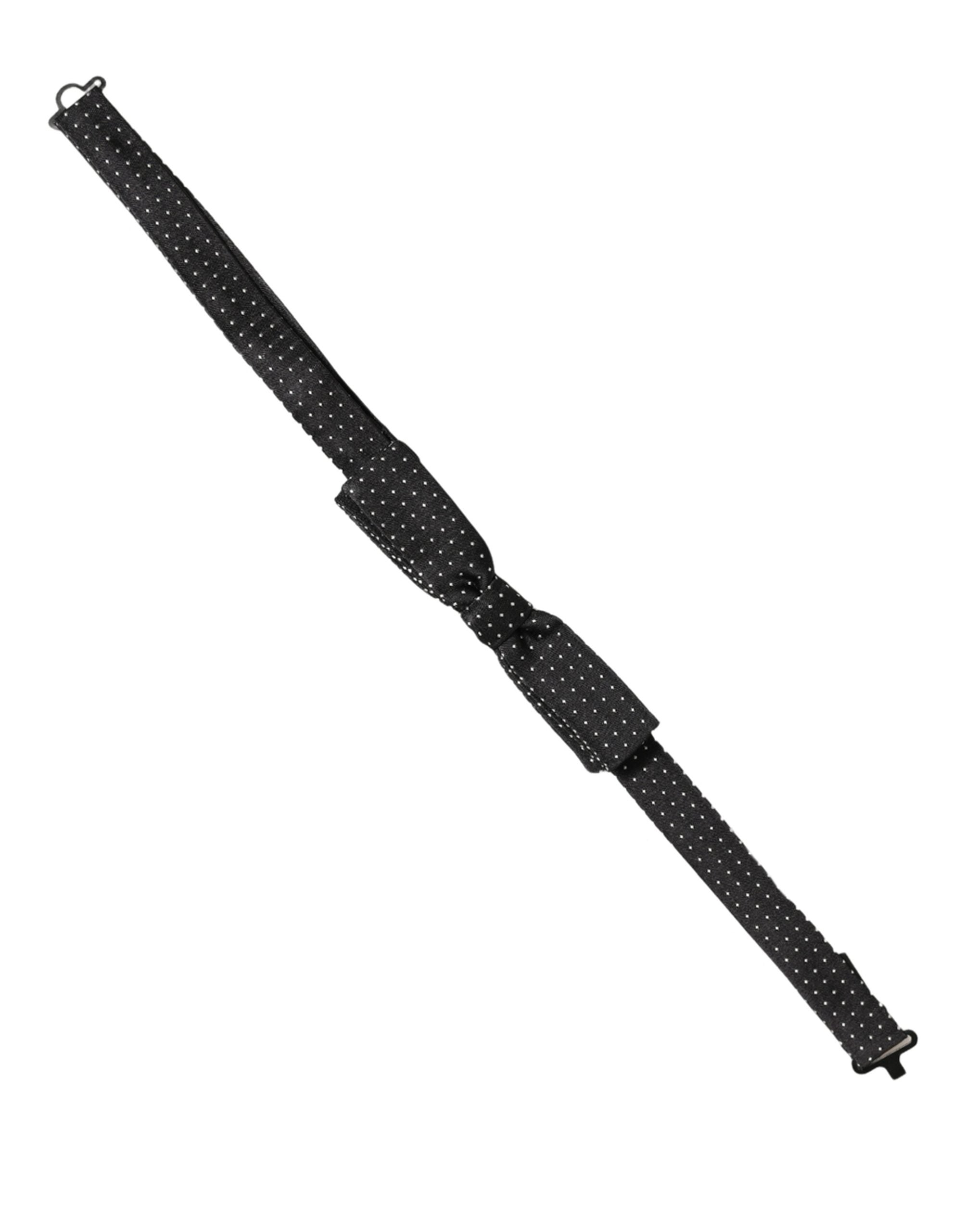 Dolce & Gabbana Black White Polka Dot Adjustable Neck Papillon Bow Tie Dolce & Gabbana