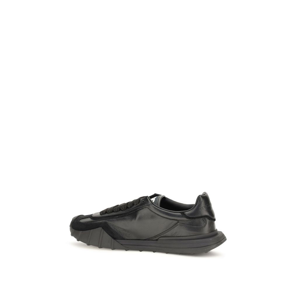 Dolce & Gabbana Black Calf Leather Bos Taurus Athletic Sneakers Dolce & Gabbana