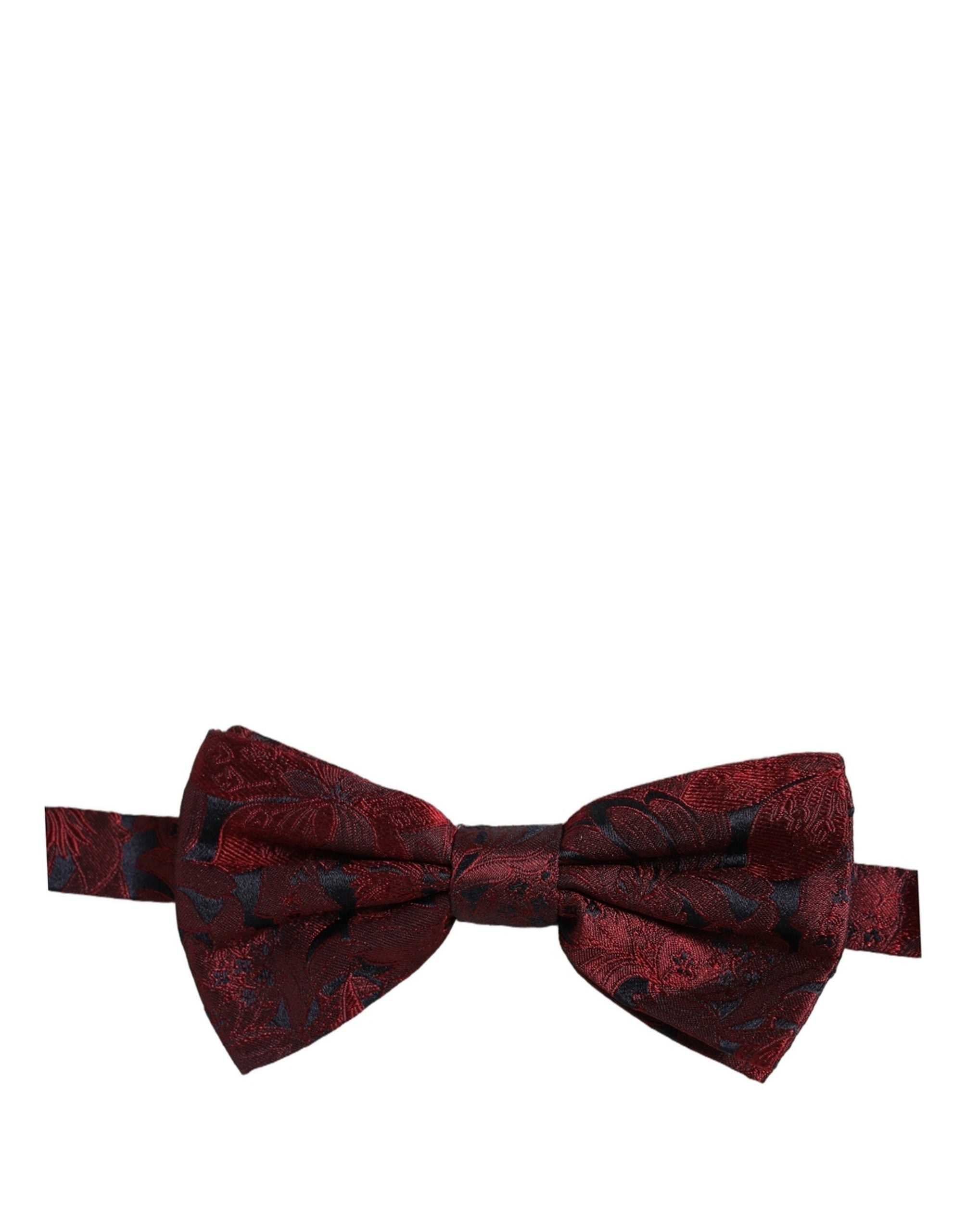 Dolce & Gabbana Men Maroon Paisley SIlk Adjustable Neck Papillon Bow Tie Dolce & Gabbana