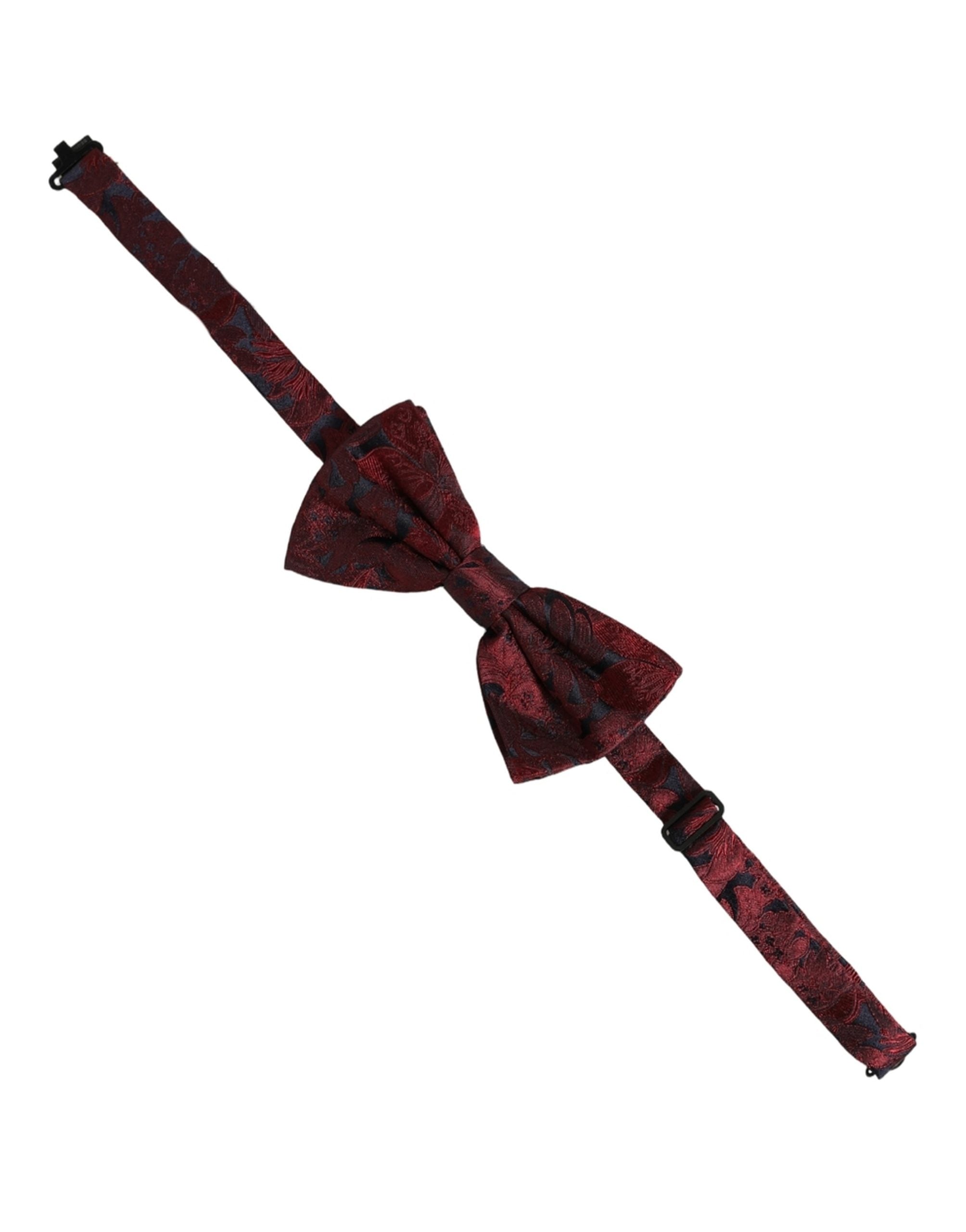 Dolce & Gabbana Men Maroon Paisley SIlk Adjustable Neck Papillon Bow Tie Dolce & Gabbana