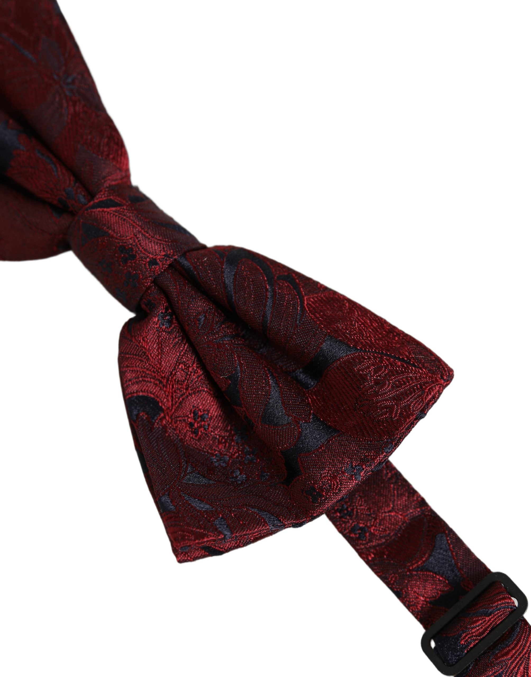 Dolce & Gabbana Men Maroon Paisley SIlk Adjustable Neck Papillon Bow Tie Dolce & Gabbana