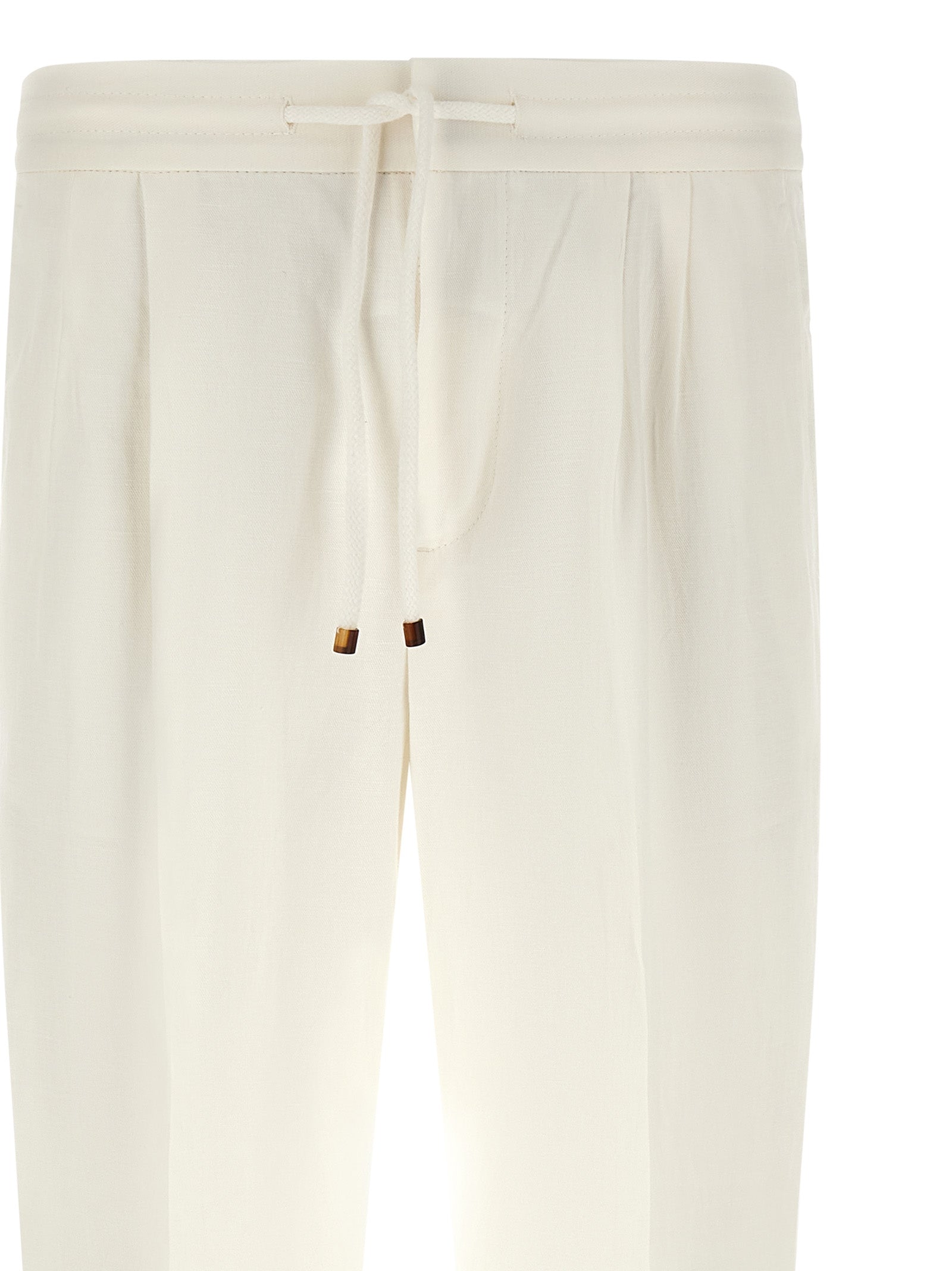 Brunello Cucinelli White Linen Casual Pants Brunello Cucinelli