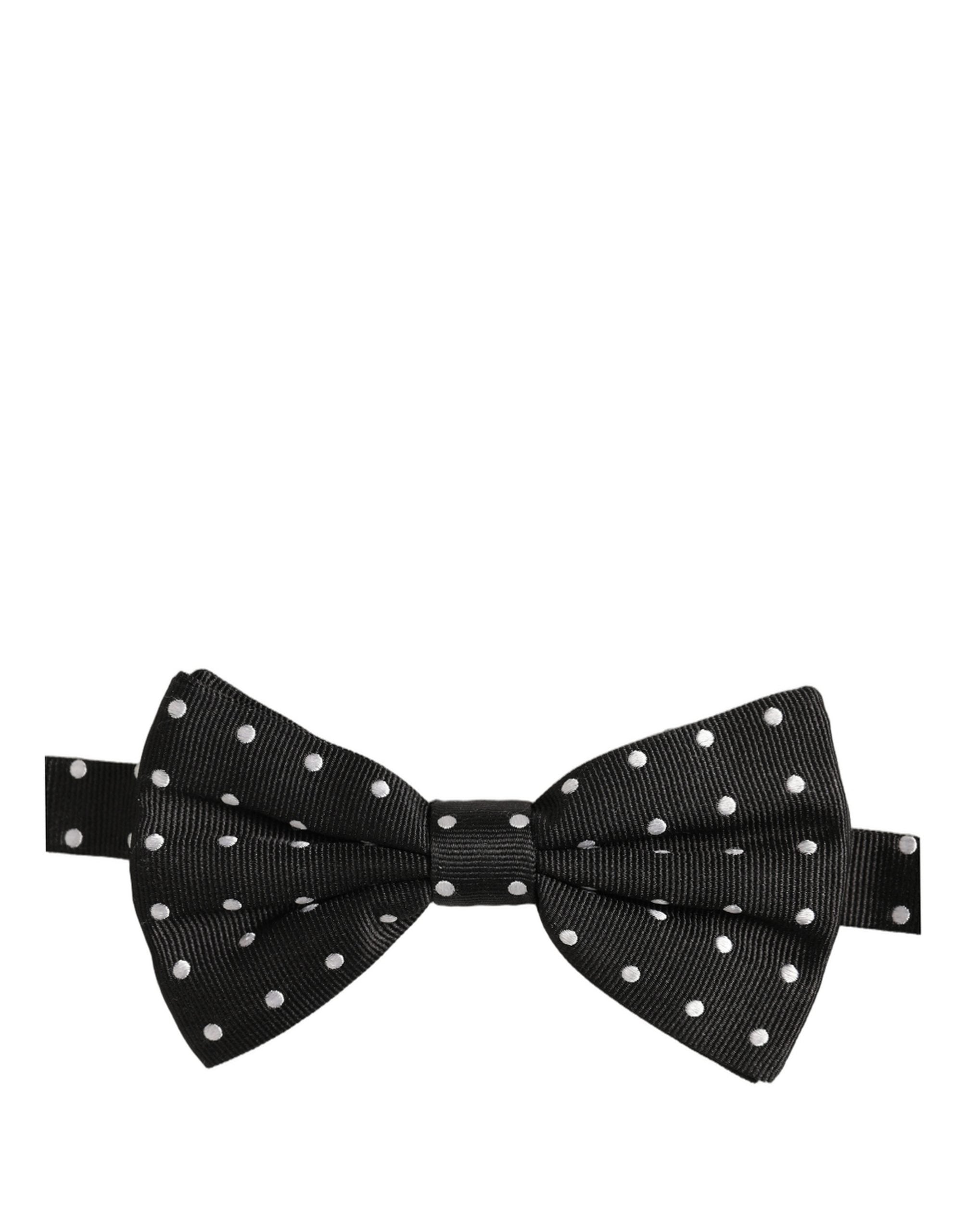 Dolce & Gabbana Black White Polka Dot Adjustable Neck Papillon Bow Tie Dolce & Gabbana