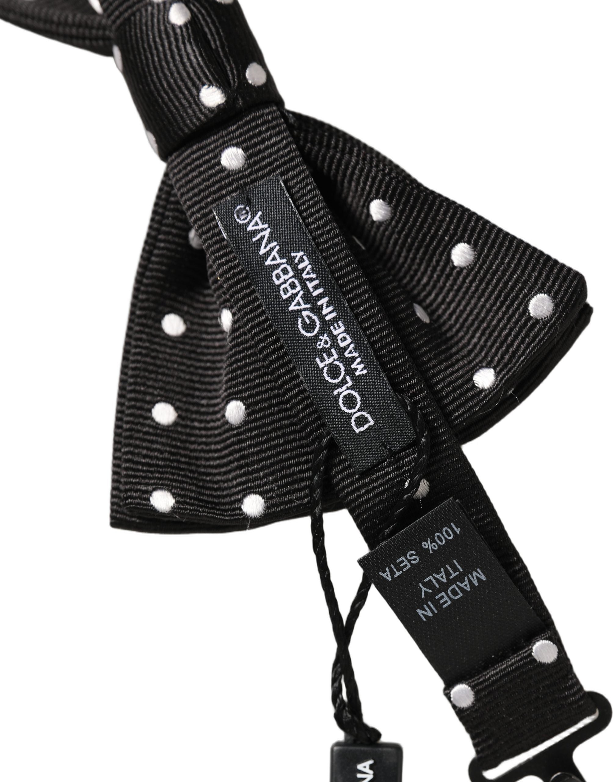 Dolce & Gabbana Black White Polka Dot Adjustable Neck Papillon Bow Tie Dolce & Gabbana