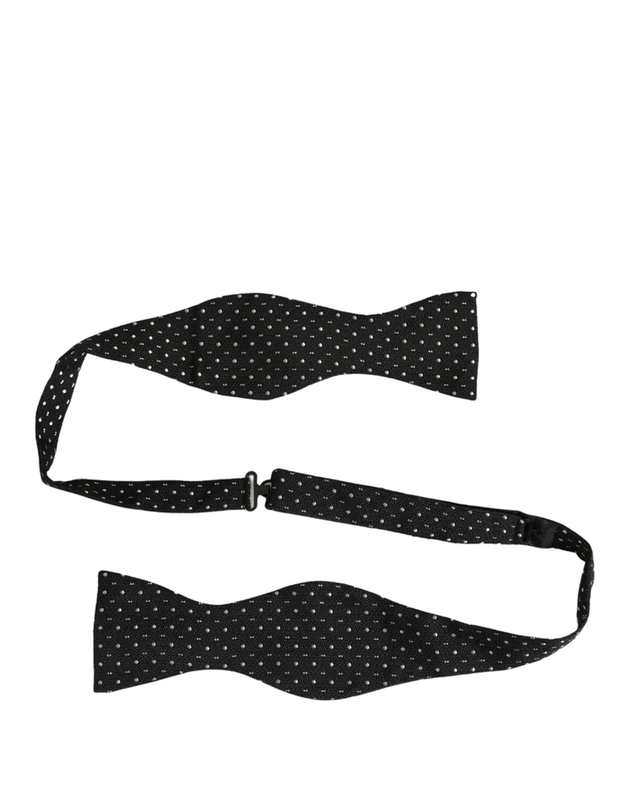 Dolce & Gabbana Black White Polka Dot Adjustable Neck Papillon Bow Tie Dolce & Gabbana