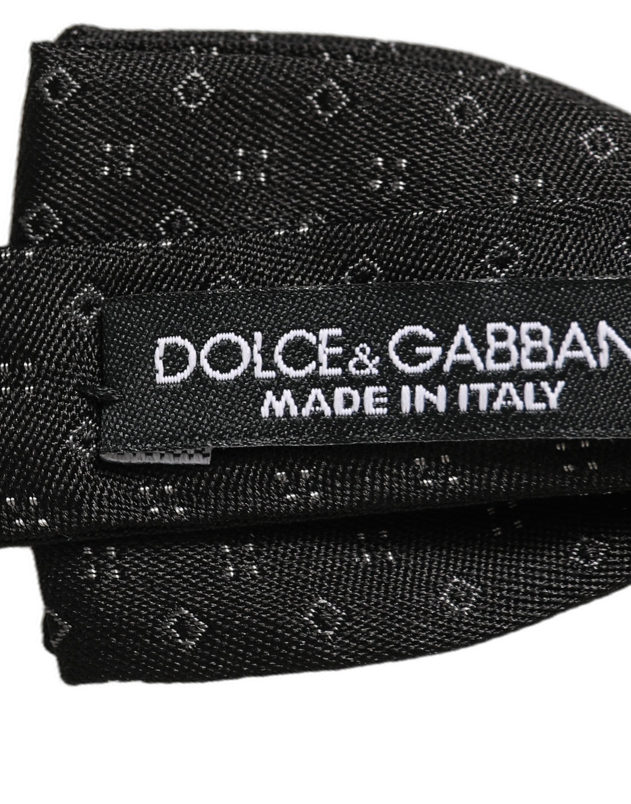 Dolce & Gabbana Black Diamond Pattern Adjustable Neck Papillon Bow Tie Dolce & Gabbana