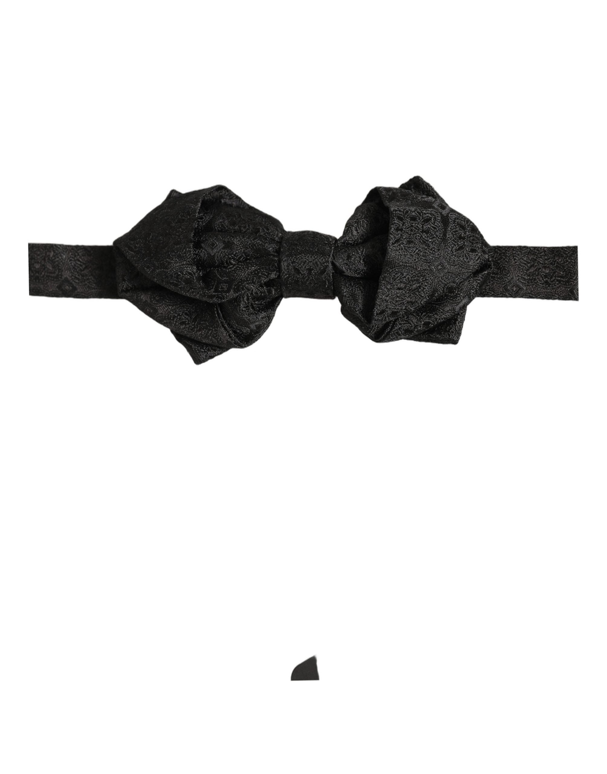 Dolce & Gabbana Men Black Paisley Silk Adjustable Neck Papillon Bow Tie Dolce & Gabbana