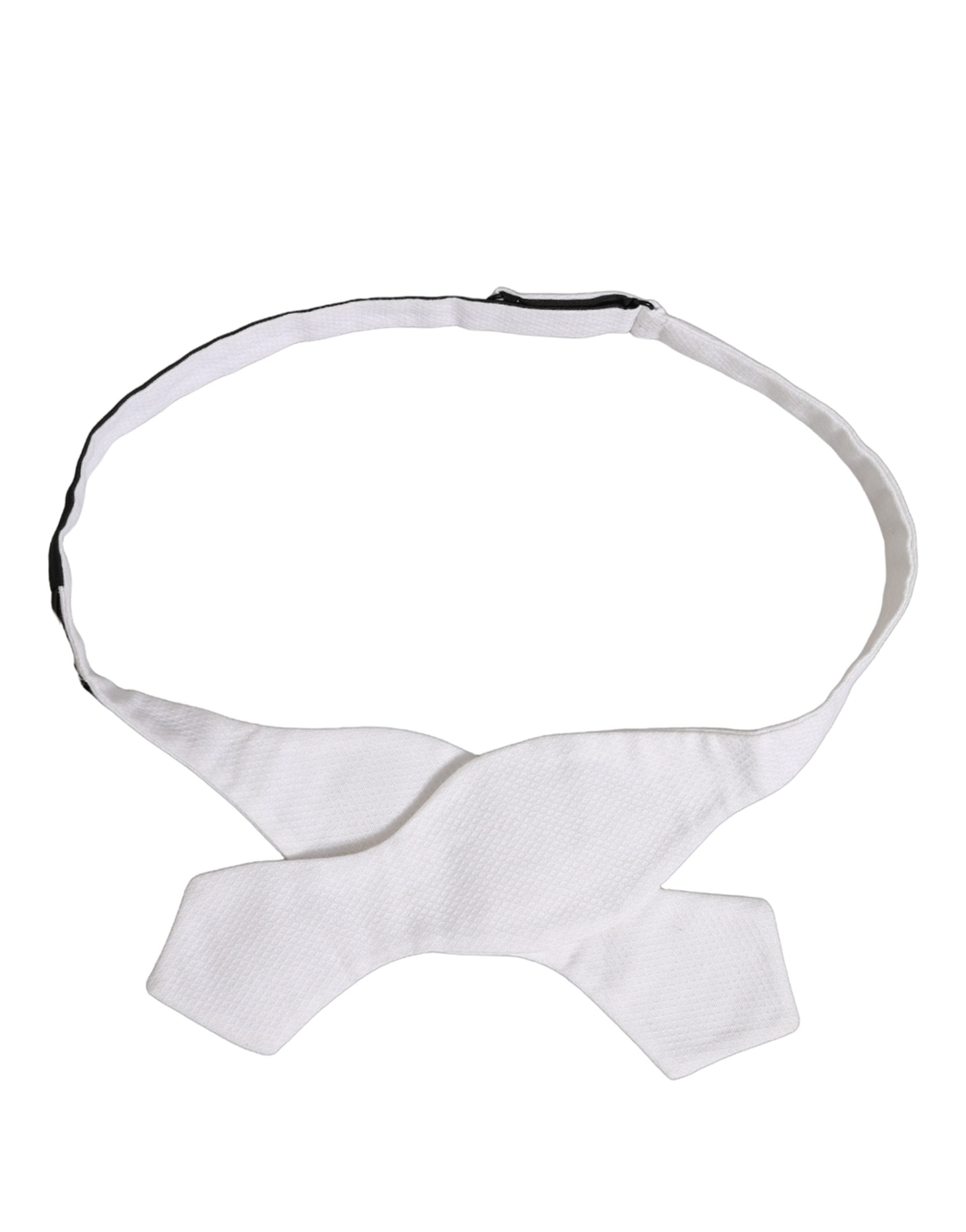 Dolce & Gabbana Men White 100% Silk Adjustable Neck Papillon Bow Tie Dolce & Gabbana