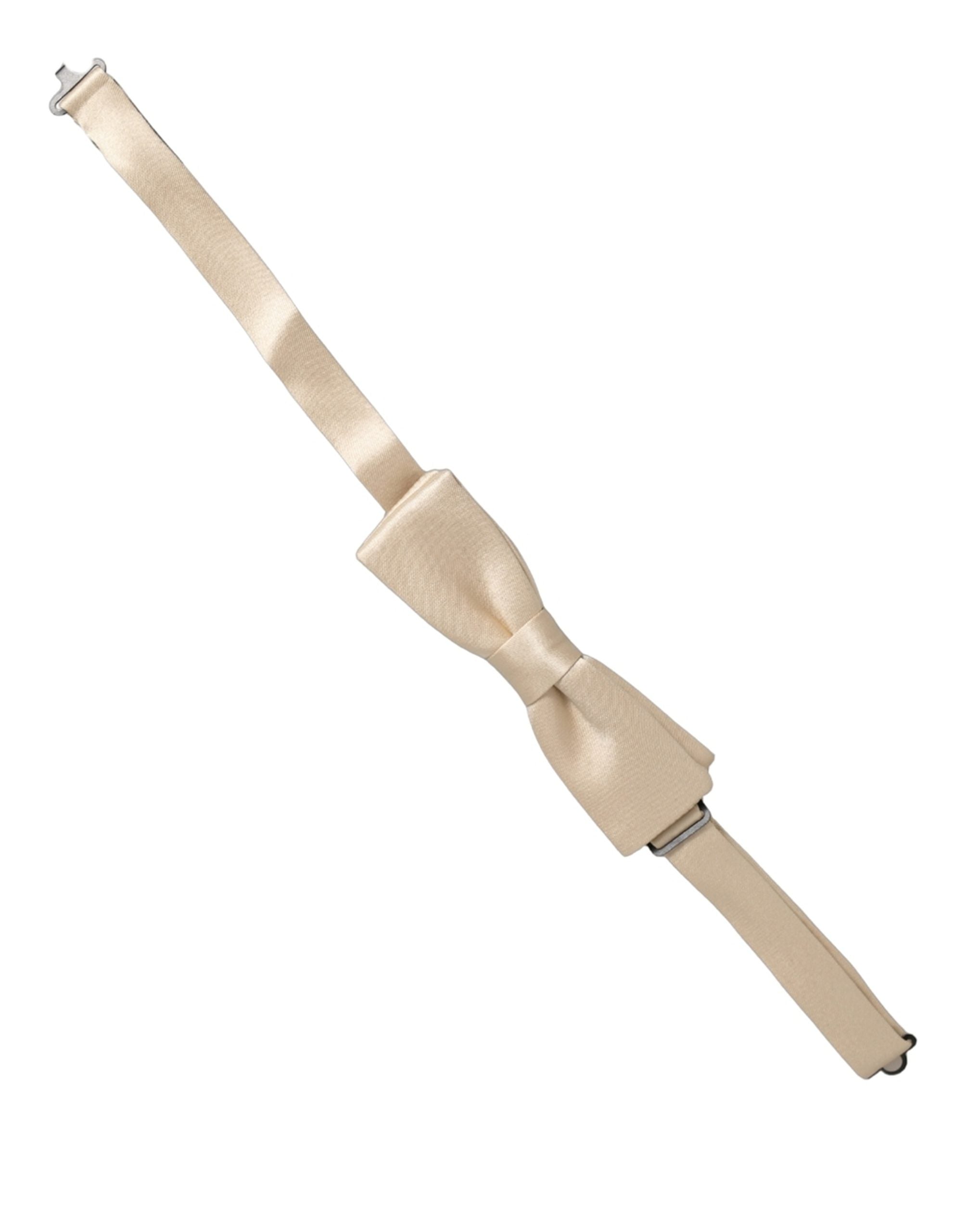 Dolce & Gabbana Men Beige 100% Silk Adjustable Neck Papillon Bow Tie Dolce & Gabbana