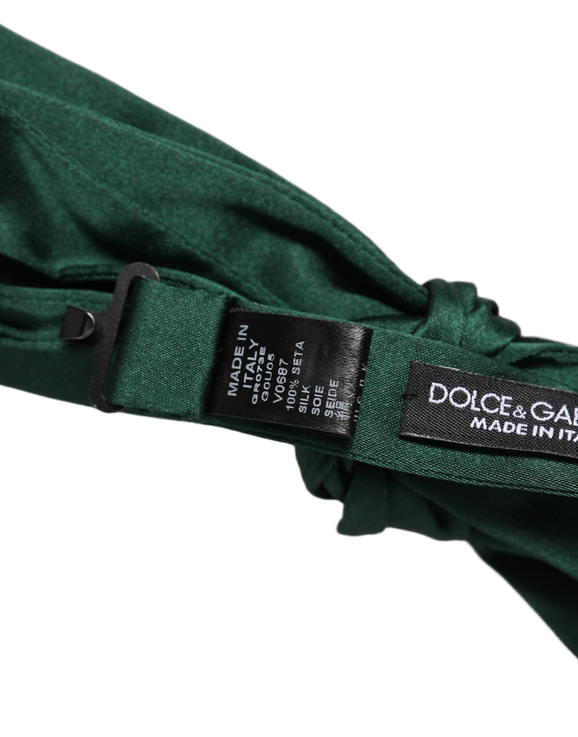 Dolce & Gabbana Men Dark Green Silk Adjustable Neck Papillon Bow Tie Dolce & Gabbana