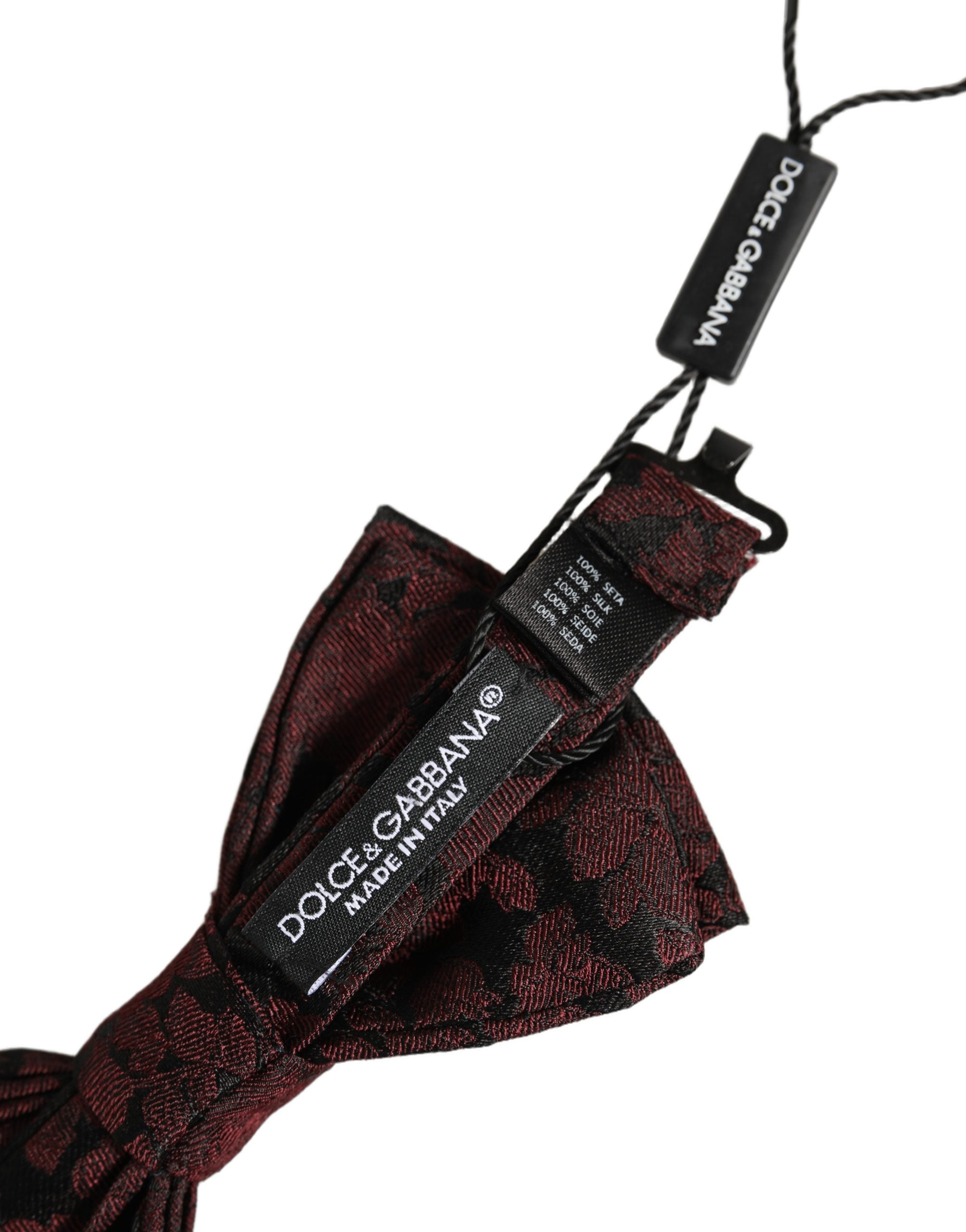 Dolce & Gabbana Men Maroon Floral Silk Adjustable Neck Bow Tie Dolce & Gabbana