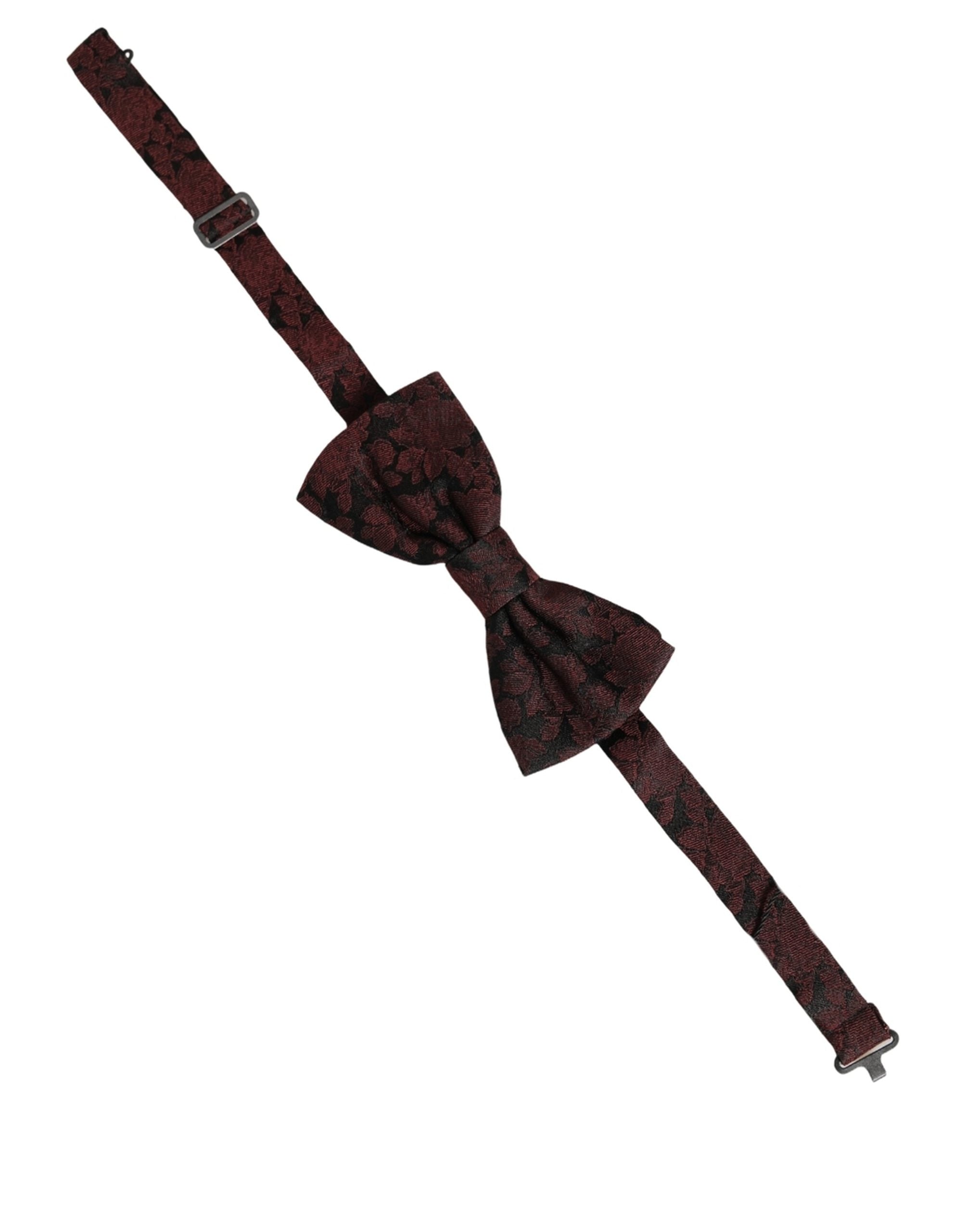 Dolce & Gabbana Men Maroon Floral Silk Adjustable Neck Bow Tie Dolce & Gabbana