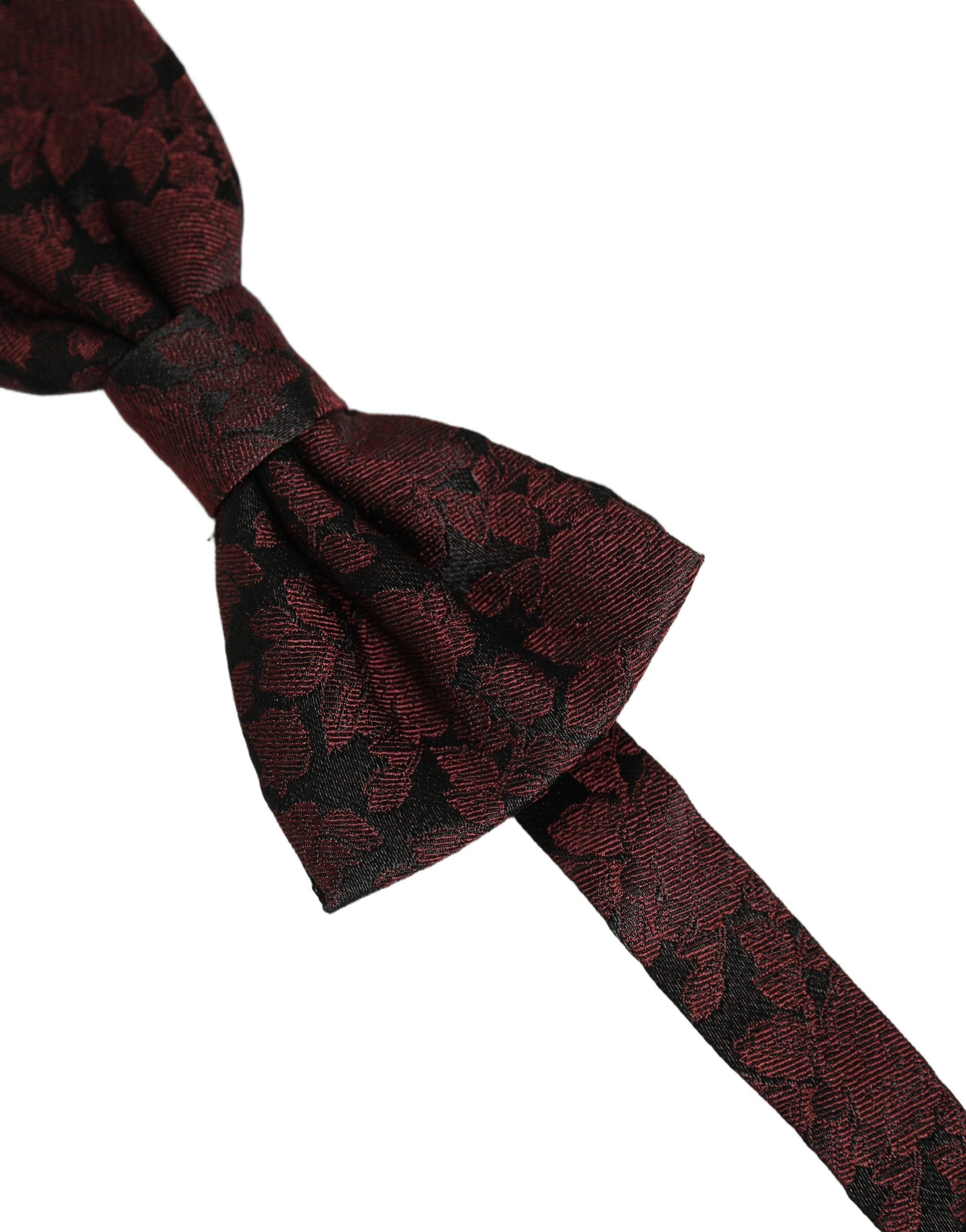 Dolce & Gabbana Men Maroon Floral Silk Adjustable Neck Bow Tie Dolce & Gabbana
