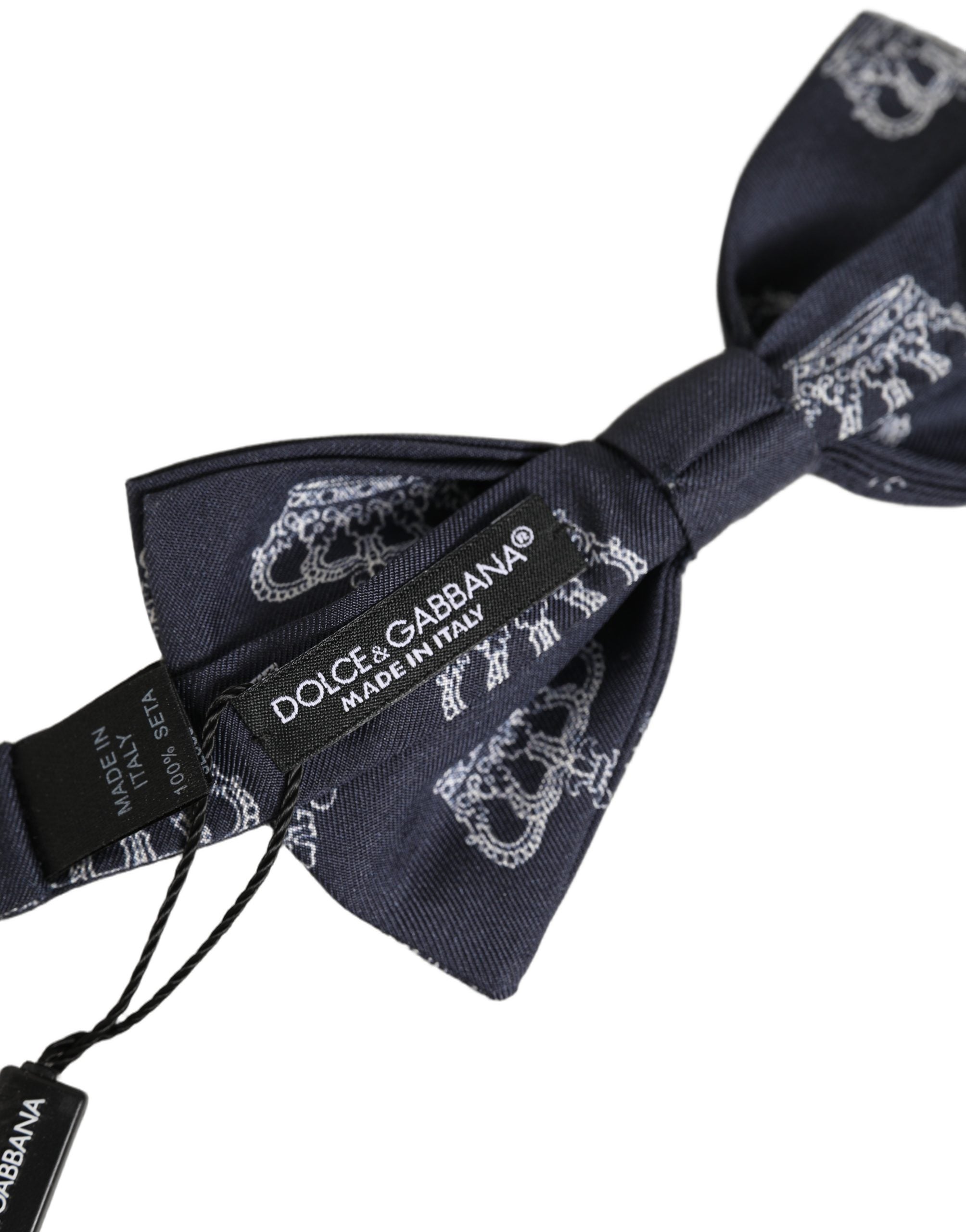 Dolce & Gabbana Men Black Crown Silk Adjustable Neck Papillon Bow Tie Dolce & Gabbana