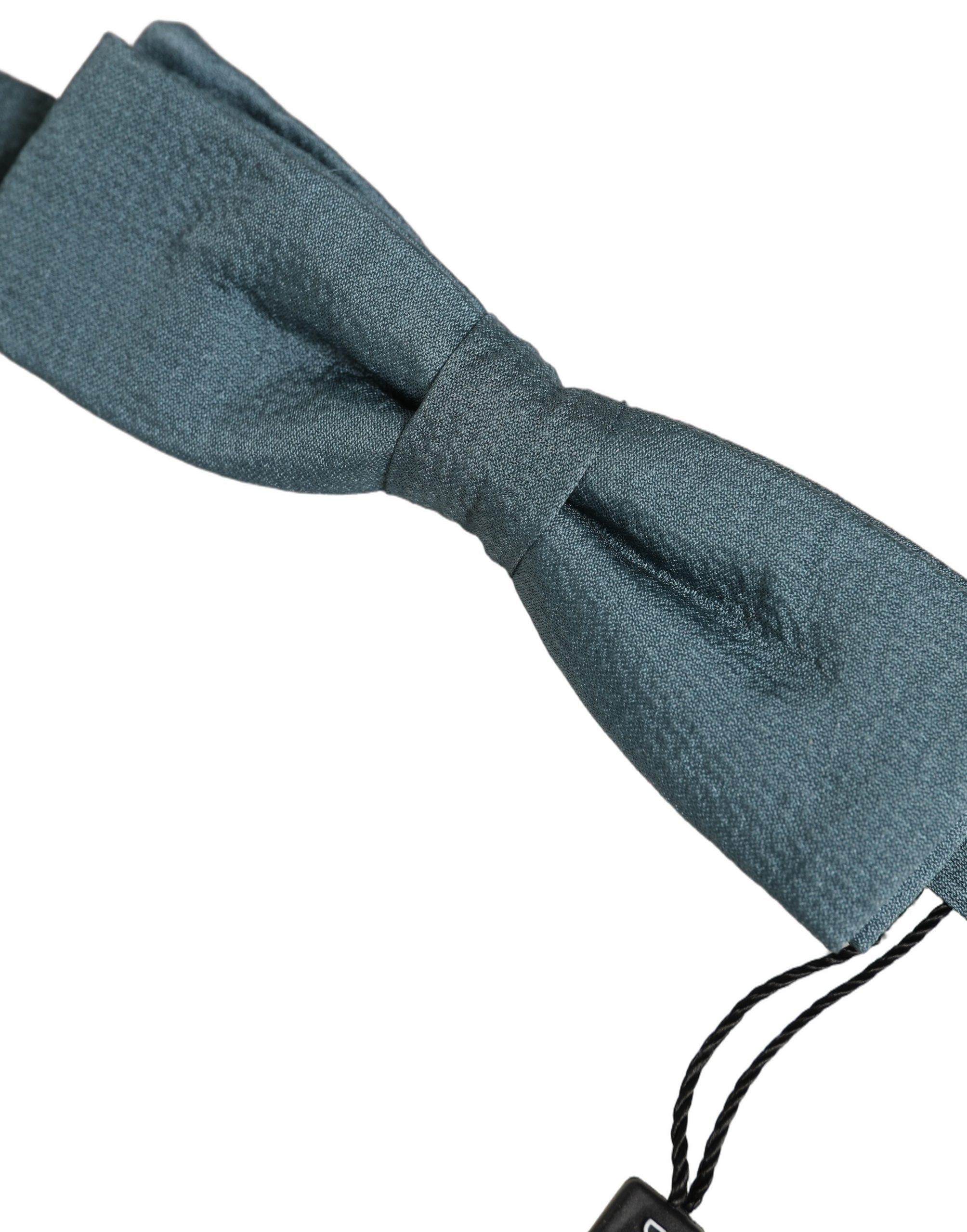 Dolce & Gabbana Men Steel Blue 100% Silk Adjustable Neck Papillon Bow Tie Dolce & Gabbana