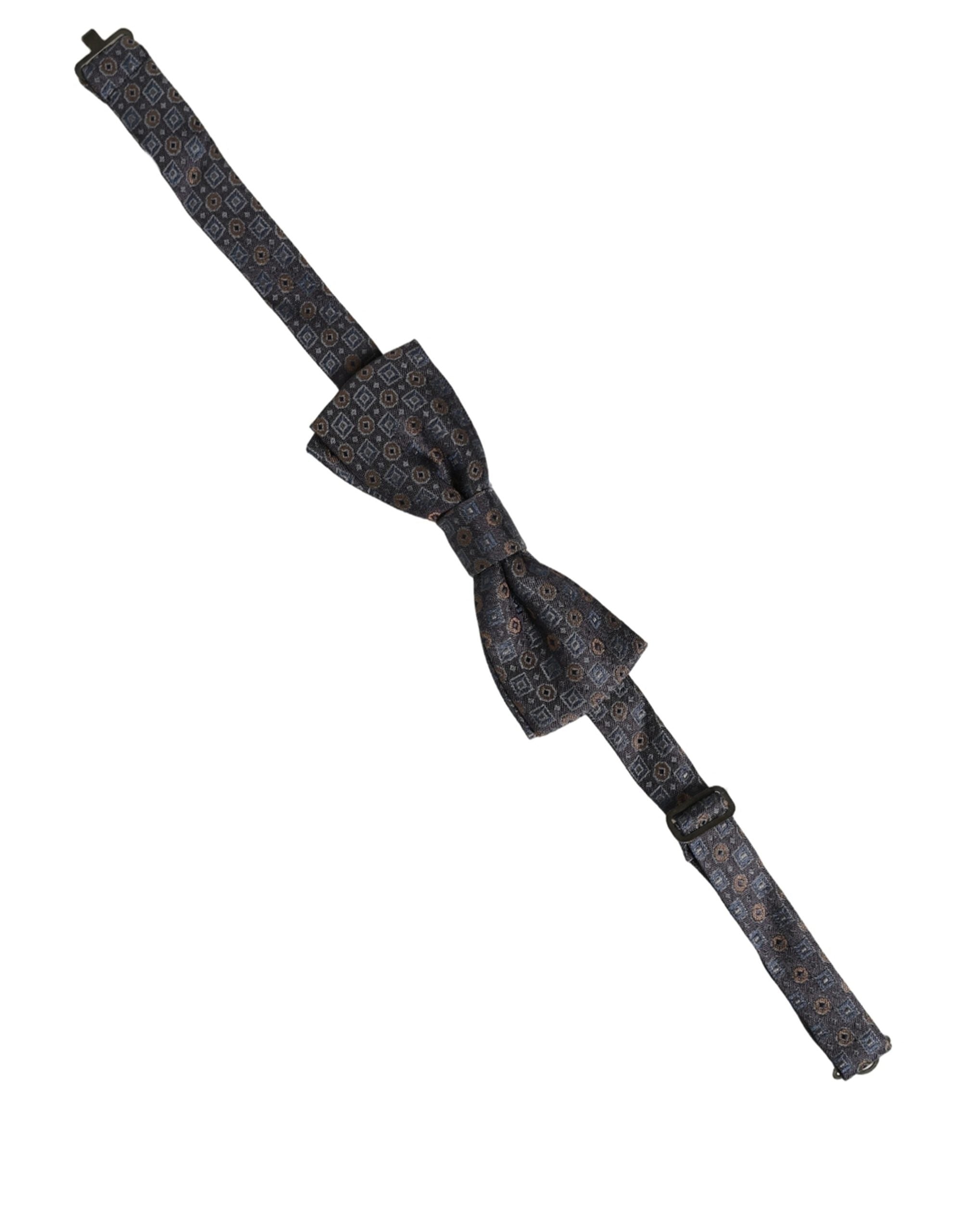 Dolce & Gabbana Men Dark Gray Geometric Adjustable Neck Bow Tie Dolce & Gabbana