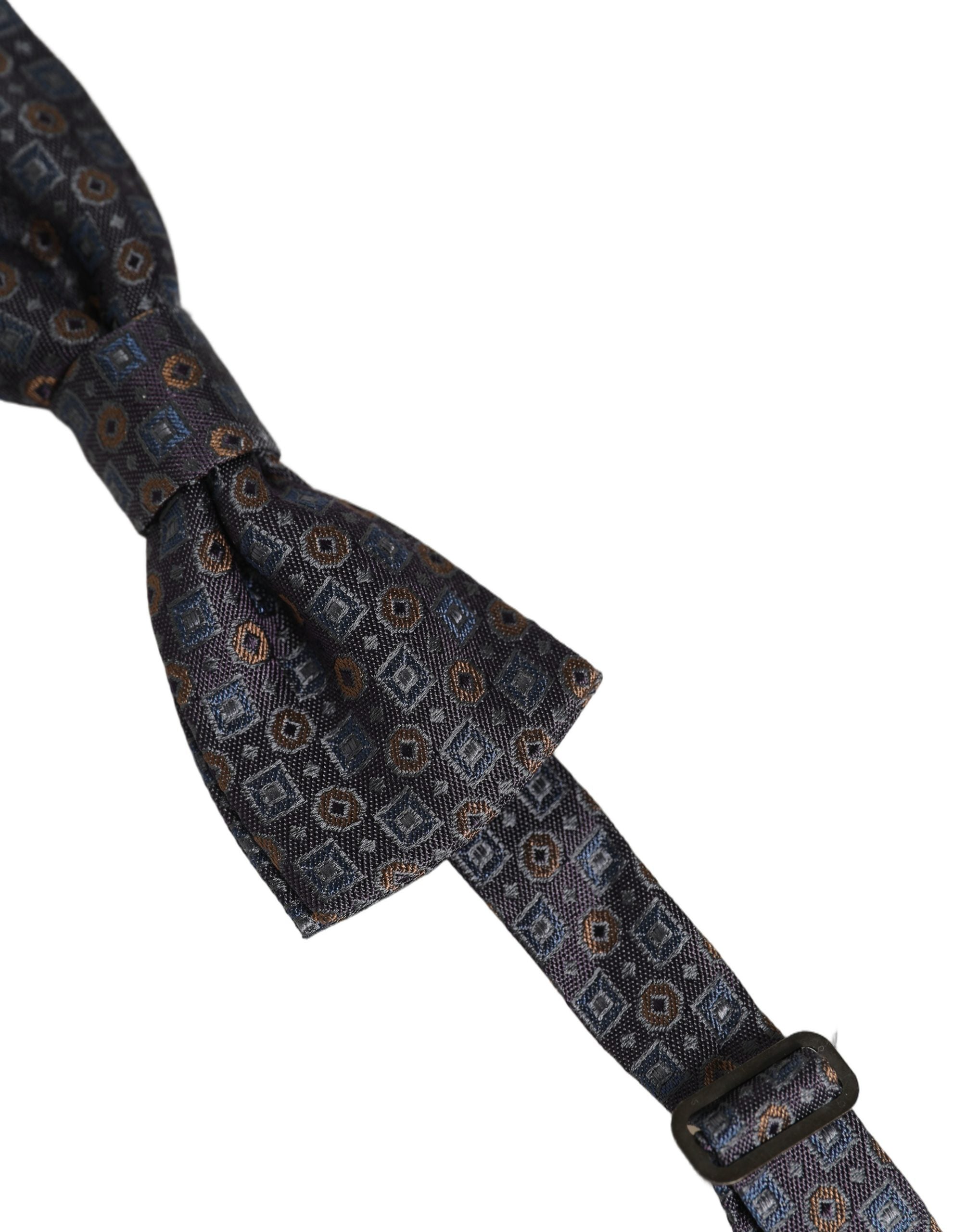 Dolce & Gabbana Men Dark Gray Geometric Adjustable Neck Bow Tie Dolce & Gabbana