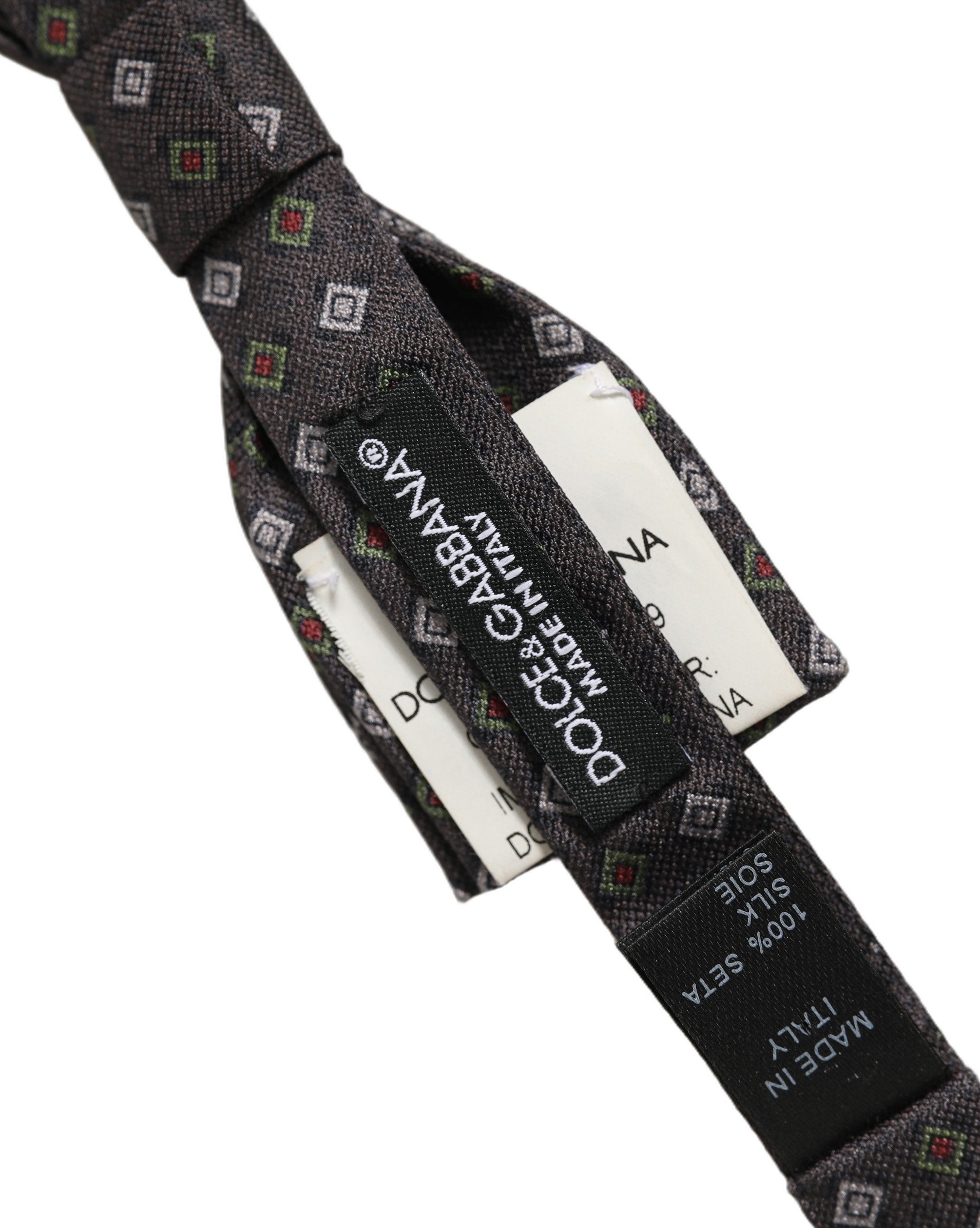Dolce & Gabbana Men Dark Gray Geometric Adjustable Bow Tie Dolce & Gabbana