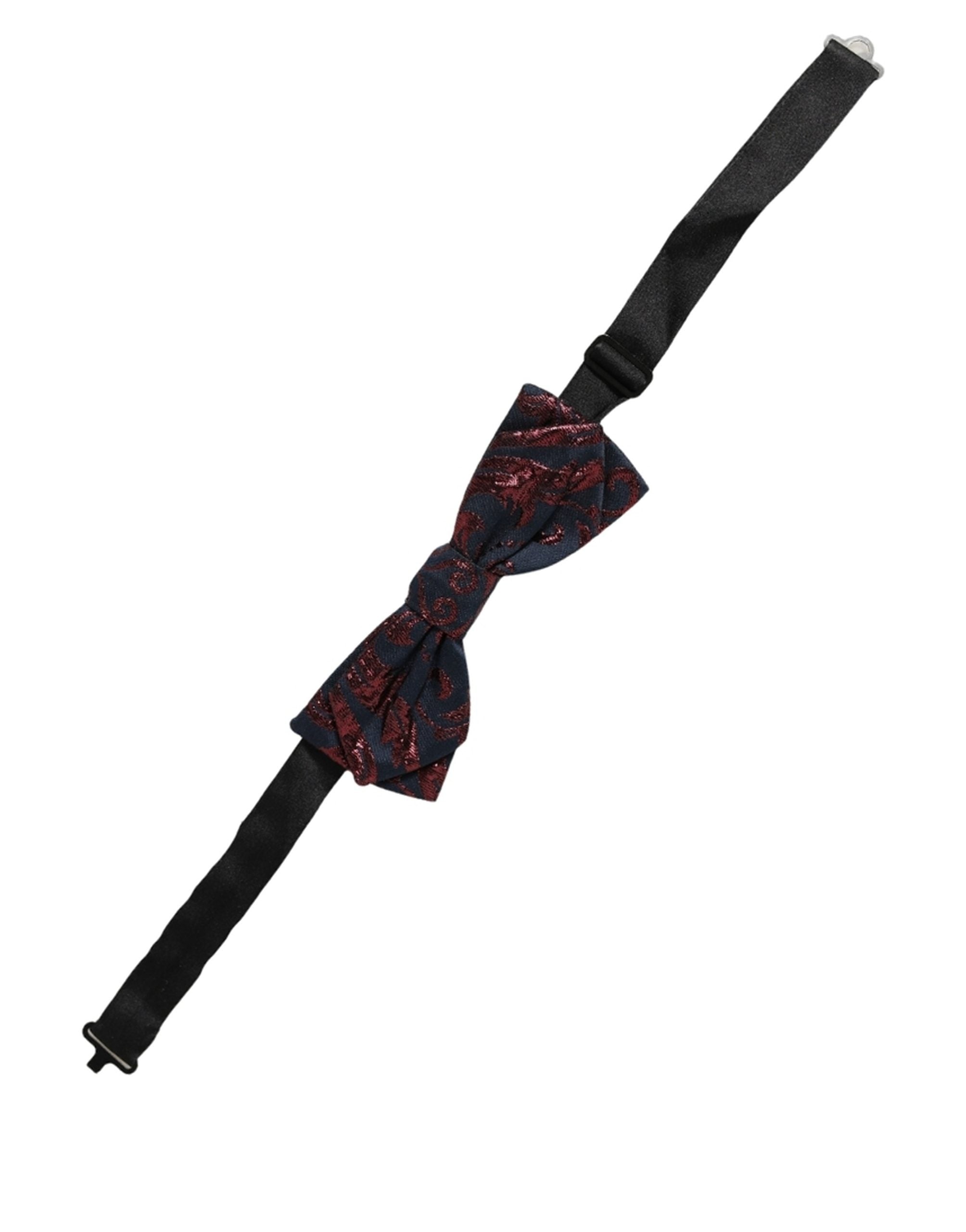 Dolce & Gabbana Men Blue Red Paisley Adjustable Neck Papillon Bow Tie Dolce & Gabbana