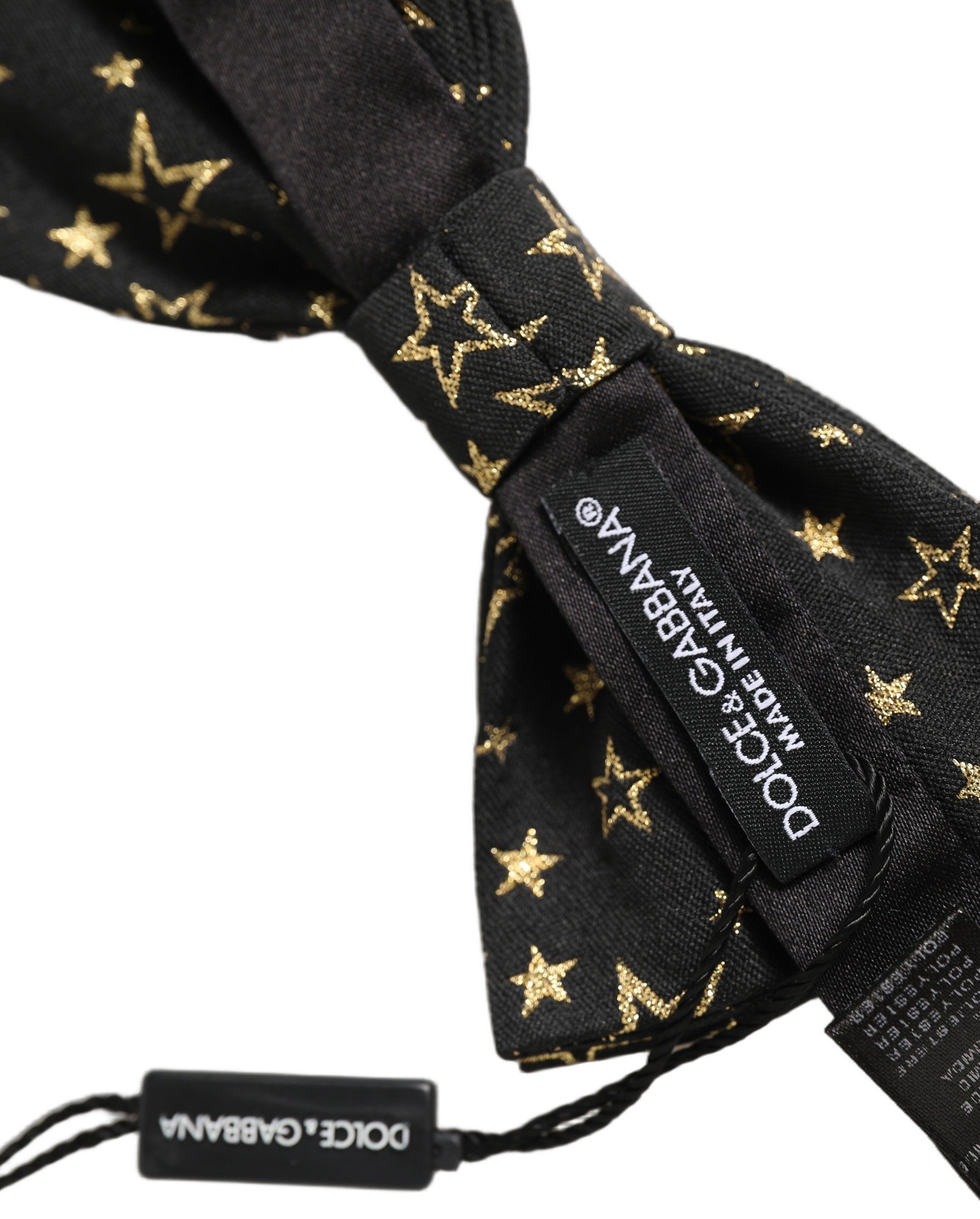 Dolce & Gabbana Men Black Star 100% Silk Adjustable Neck Papillon Bow Tie Dolce & Gabbana