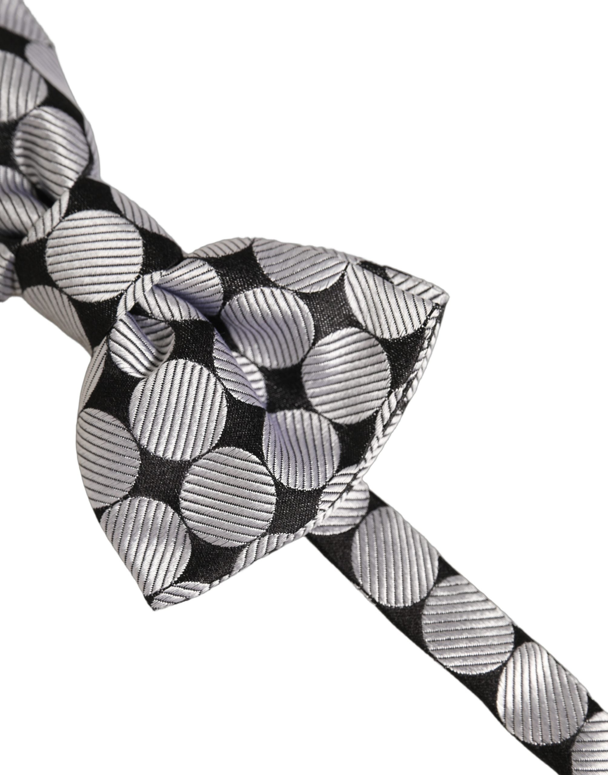 Dolce & Gabbana Men Black Silver Circles Adjustable Neck Papillon Bow Tie Dolce & Gabbana