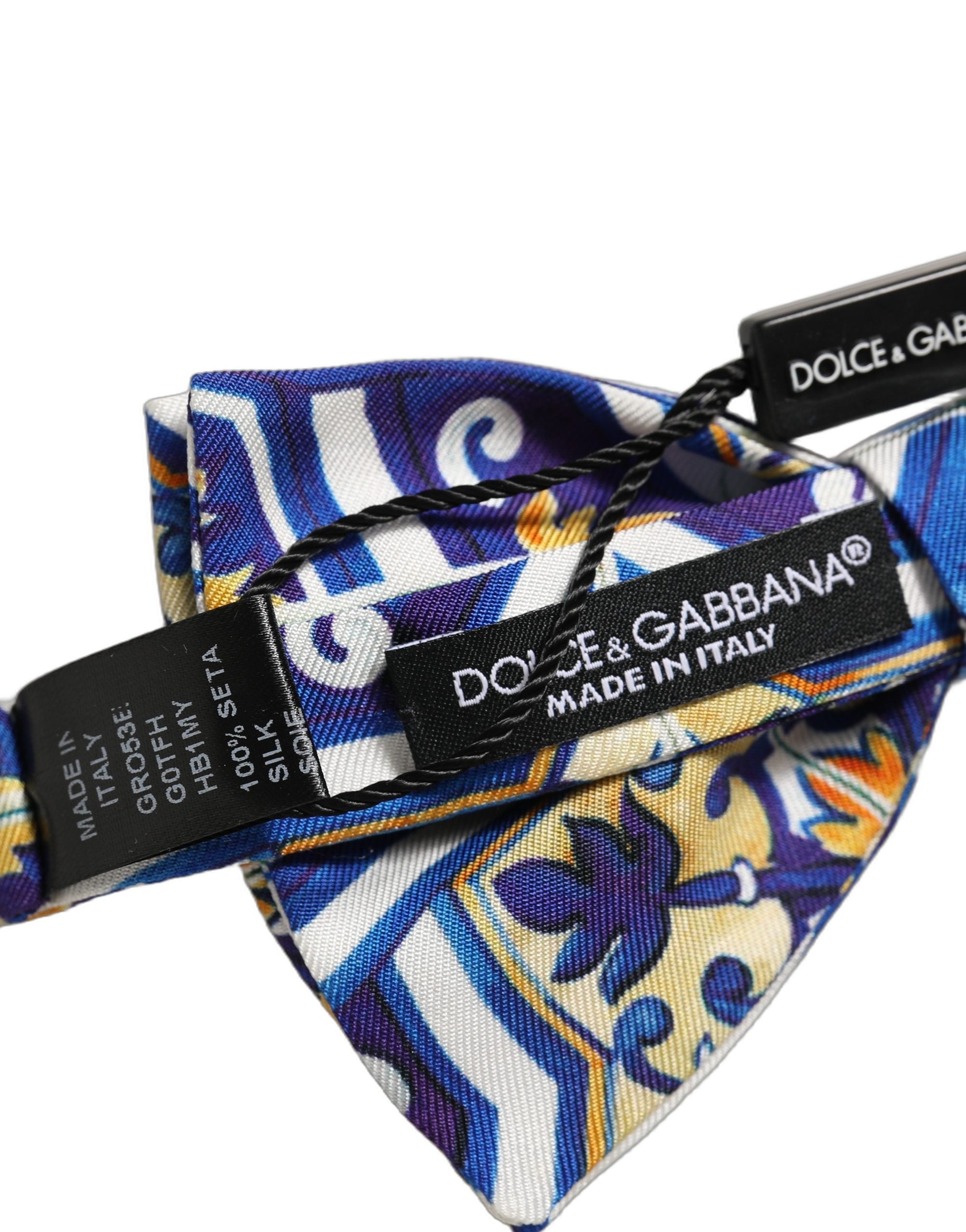 Dolce & Gabbana Men Multicolor Majolica Adjustable Neck Papillon Bow Tie Dolce & Gabbana