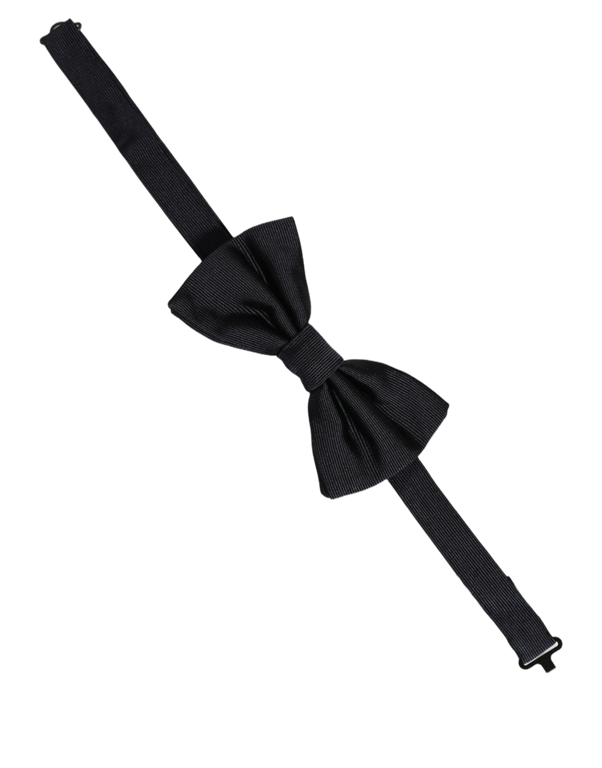 Dolce & Gabbana Men Black 100% Silk Adjustable Neck Papillon Bow Tie Dolce & Gabbana