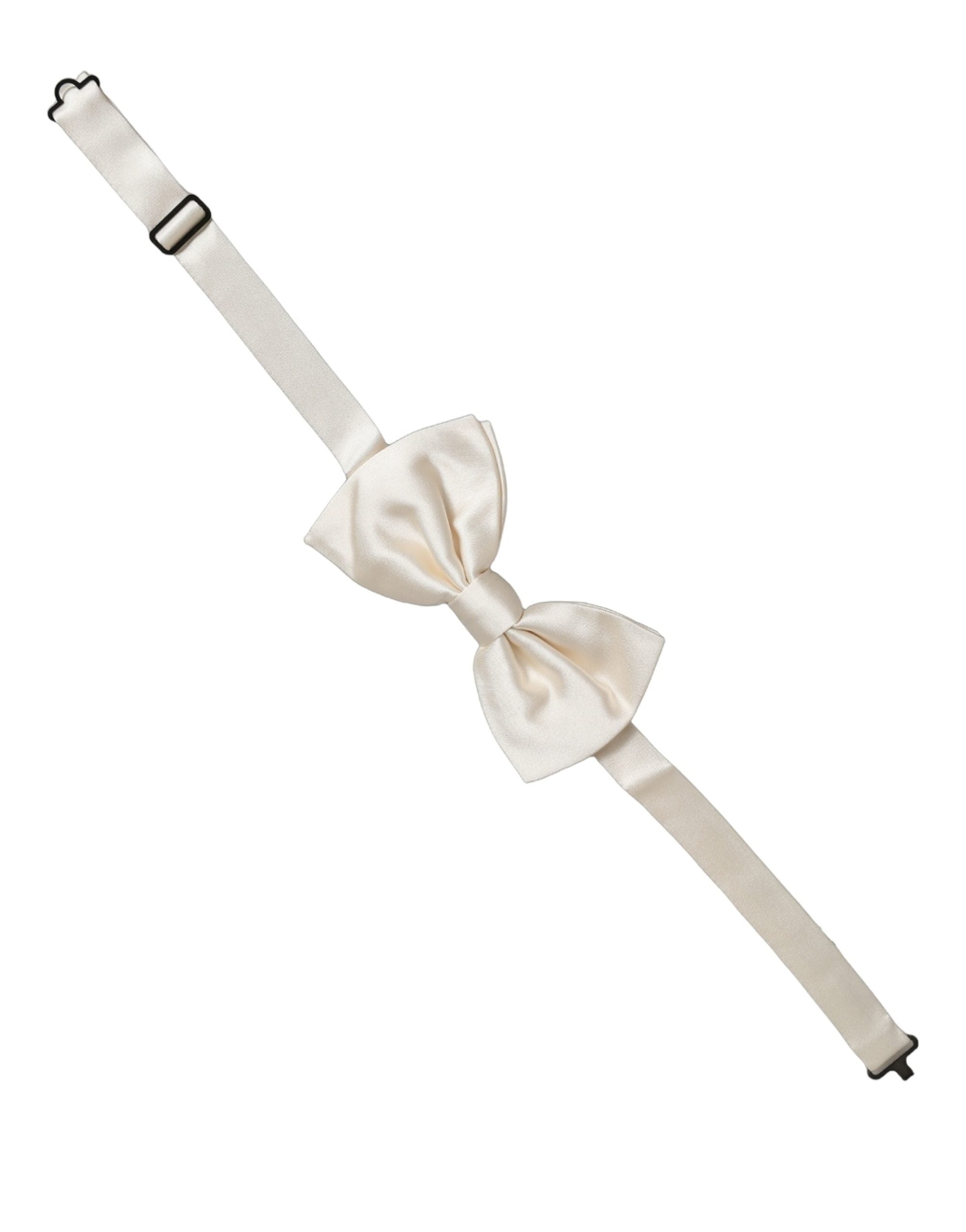 Dolce & Gabbana Men White 100% Silk Adjustable Neck Papillon Bow Tie Dolce & Gabbana